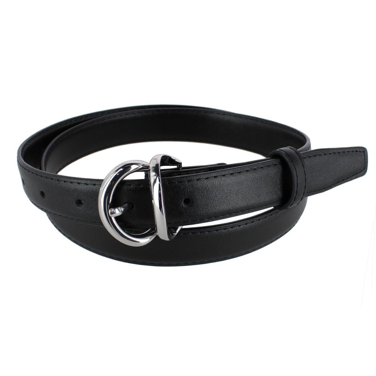 CTM® Women's Leather Dress Belt with Metal Keeper