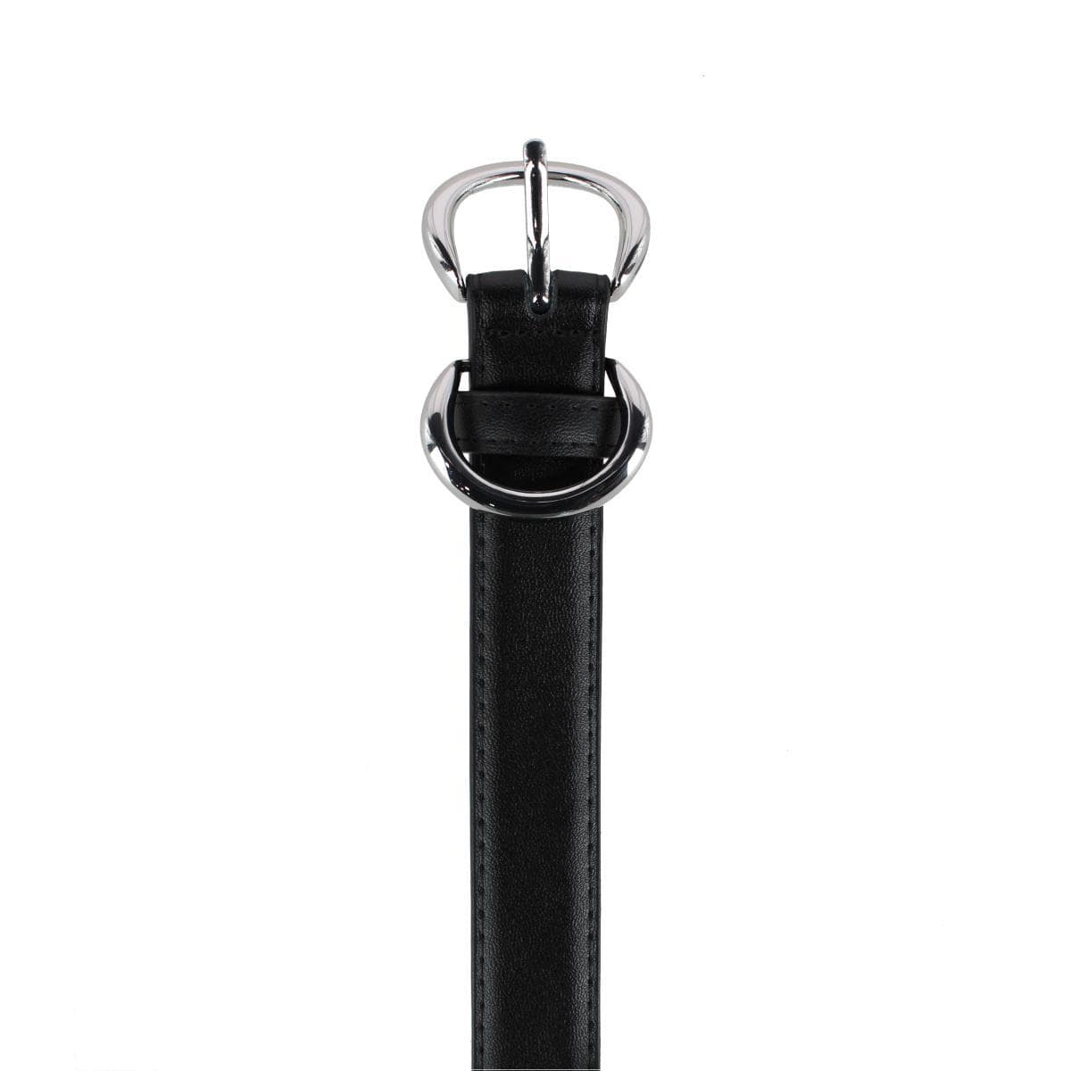 CTM® Women's Leather Dress Belt with Metal Keeper - Black