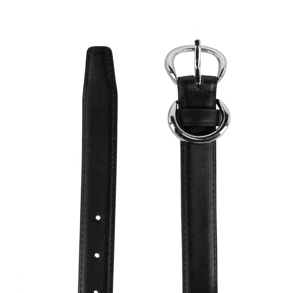 CTM® Women's Leather Dress Belt with Metal Keeper - Black