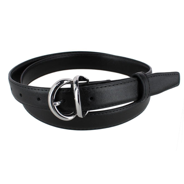 Women's Leather Dress Belt with Metal Keeper