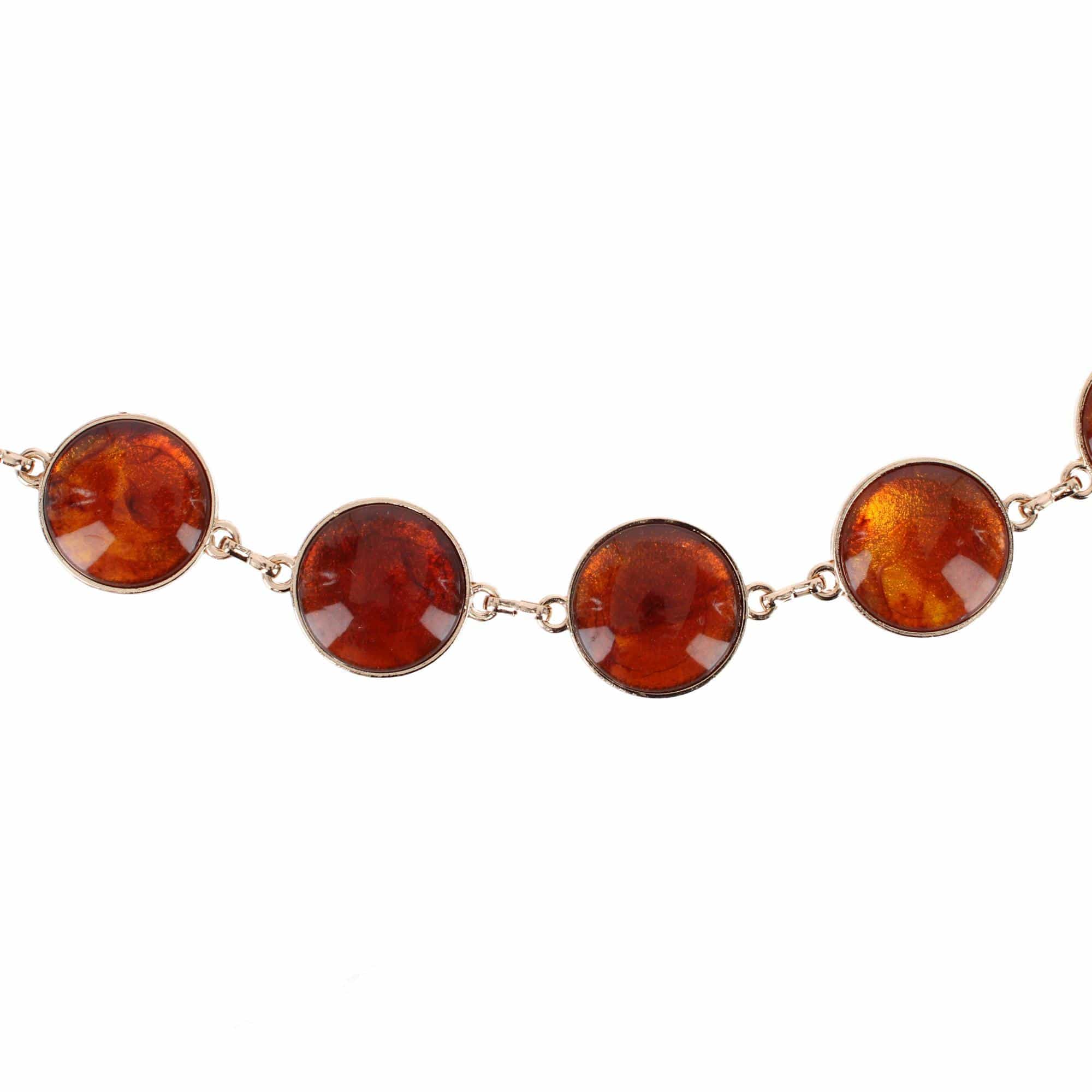 CTM® Women's Round Stone Disc Chain Belt Adjustable Boho Waist Belt - Brown