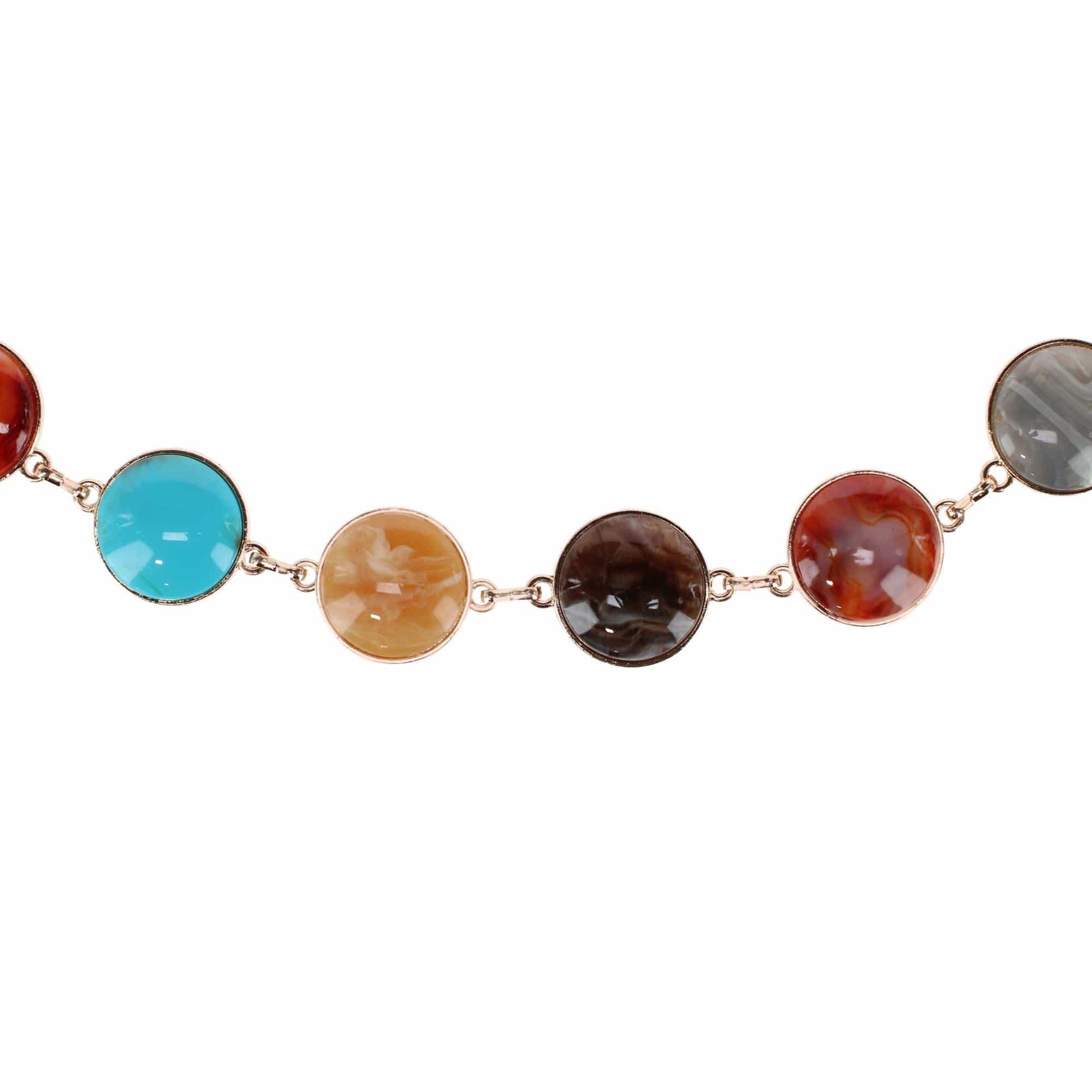 CTM® Women's Round Stone Disc Chain Belt Adjustable Boho Waist Belt - Multi