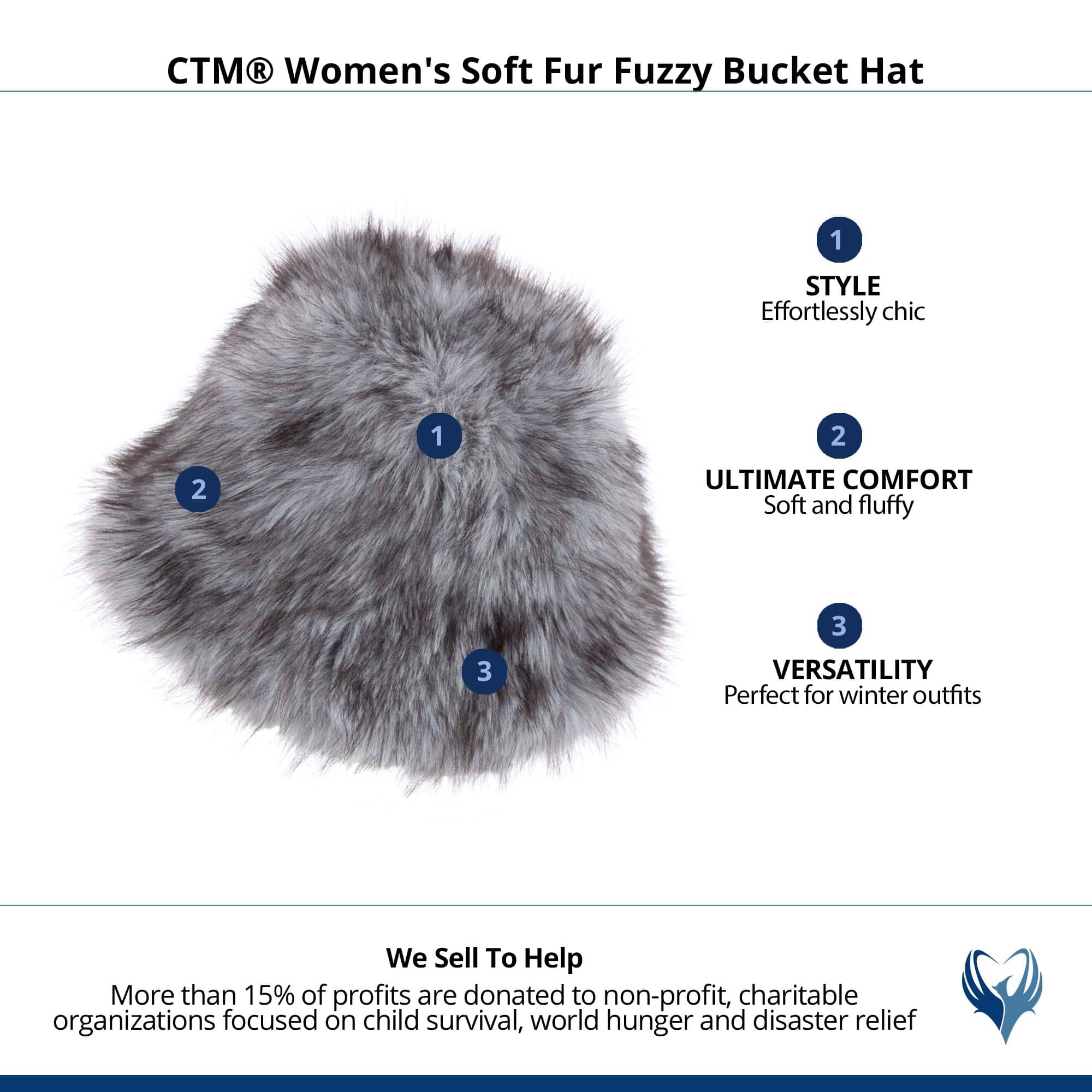 CTM® Women's Soft Fur Fuzzy Bucket Hat - Gray