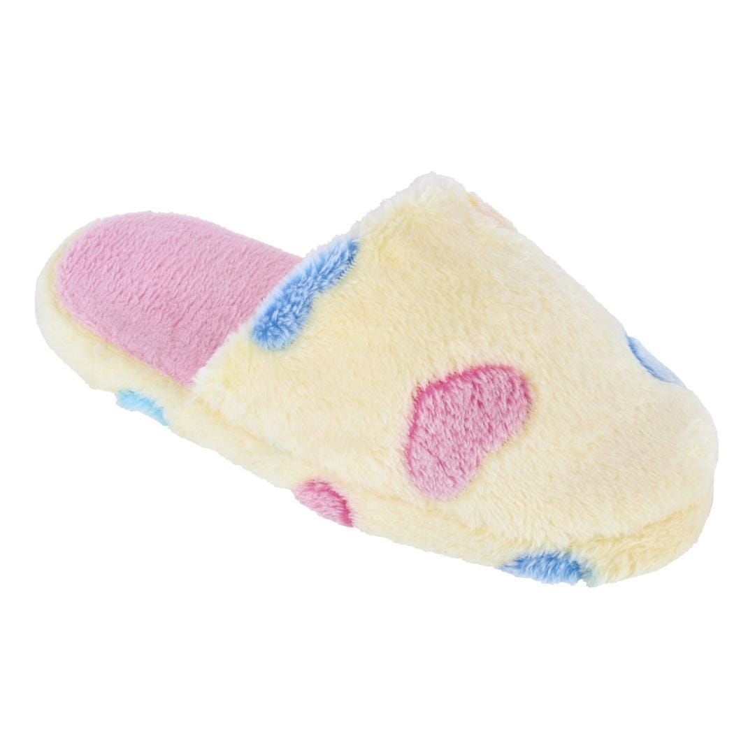 CTM® Women's Heart Pattern Fur Slippers - Yellow