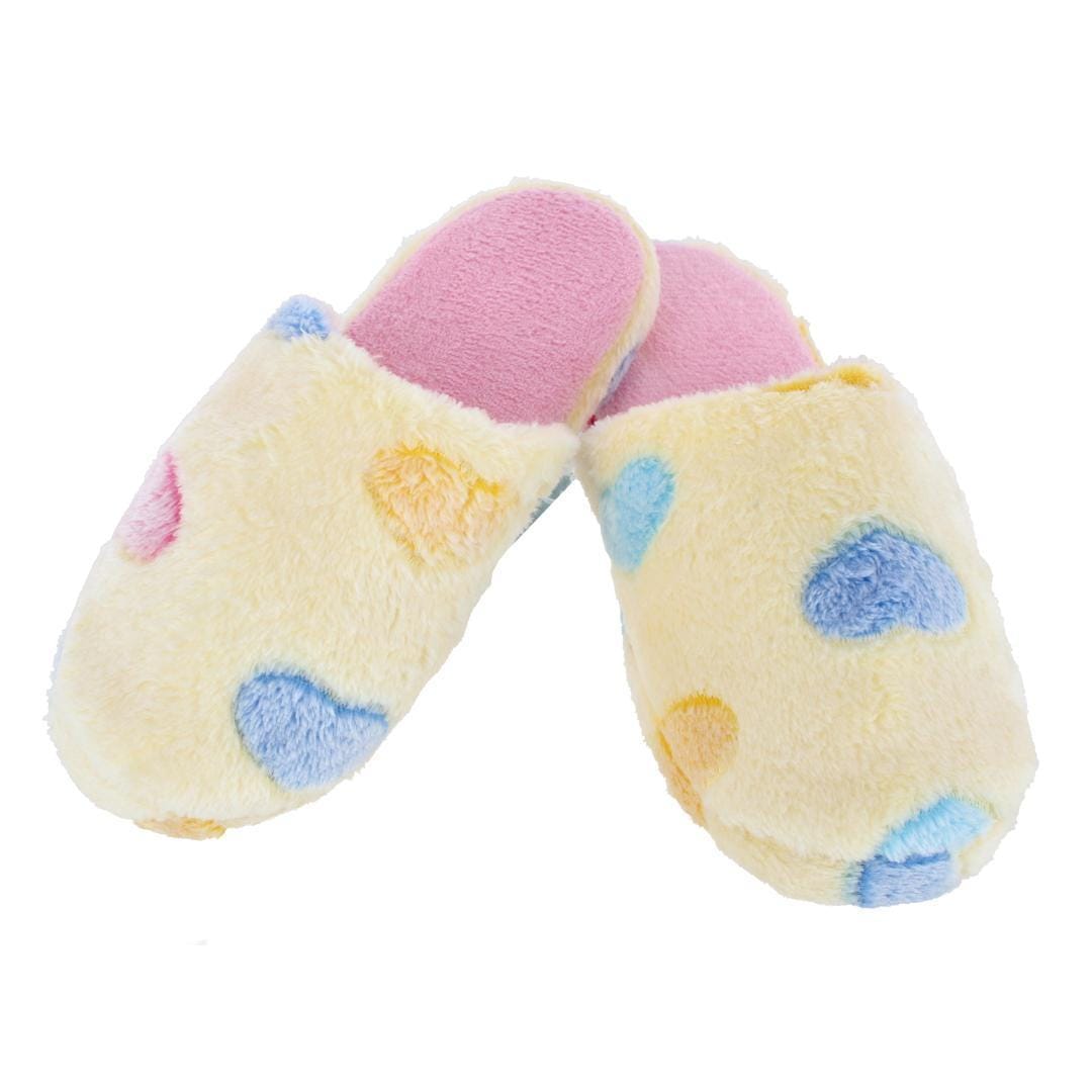 CTM® Women's Heart Pattern Fur Slippers - Women's Heart Pattern Fur Slippers