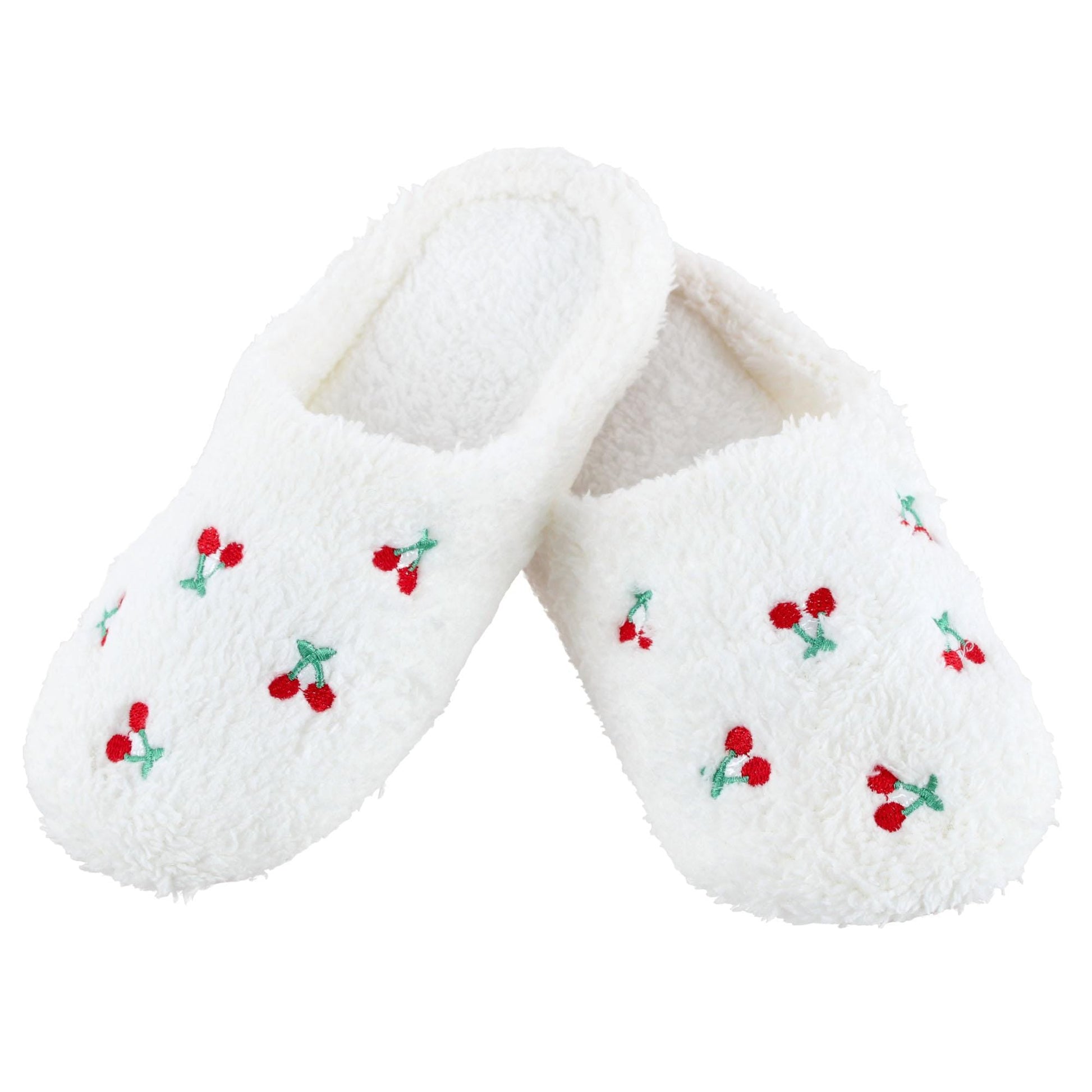 CTM® Women's Cherry Pattern Fur Slippers