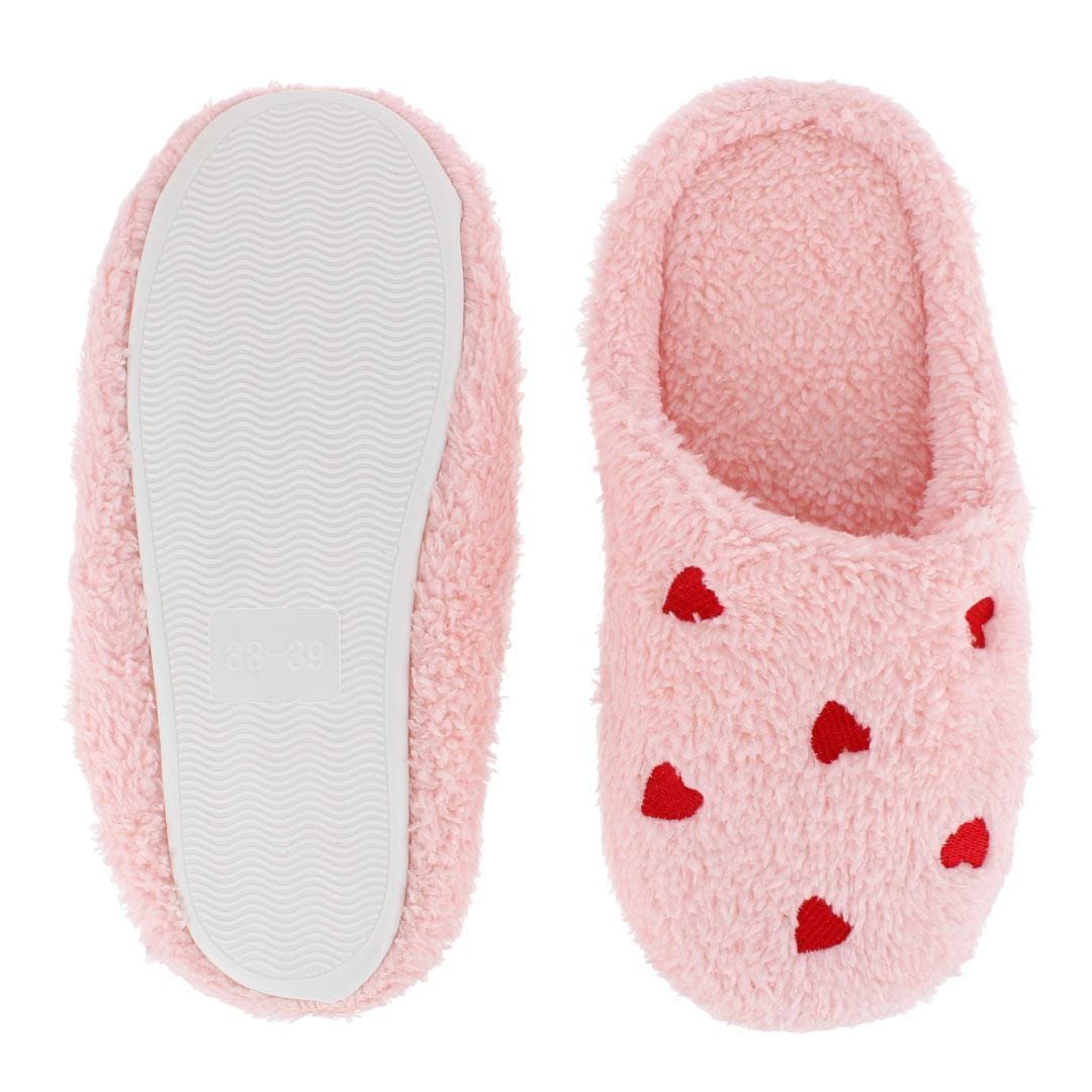 CTM® Women's Love Heart Print Slippers - Pink