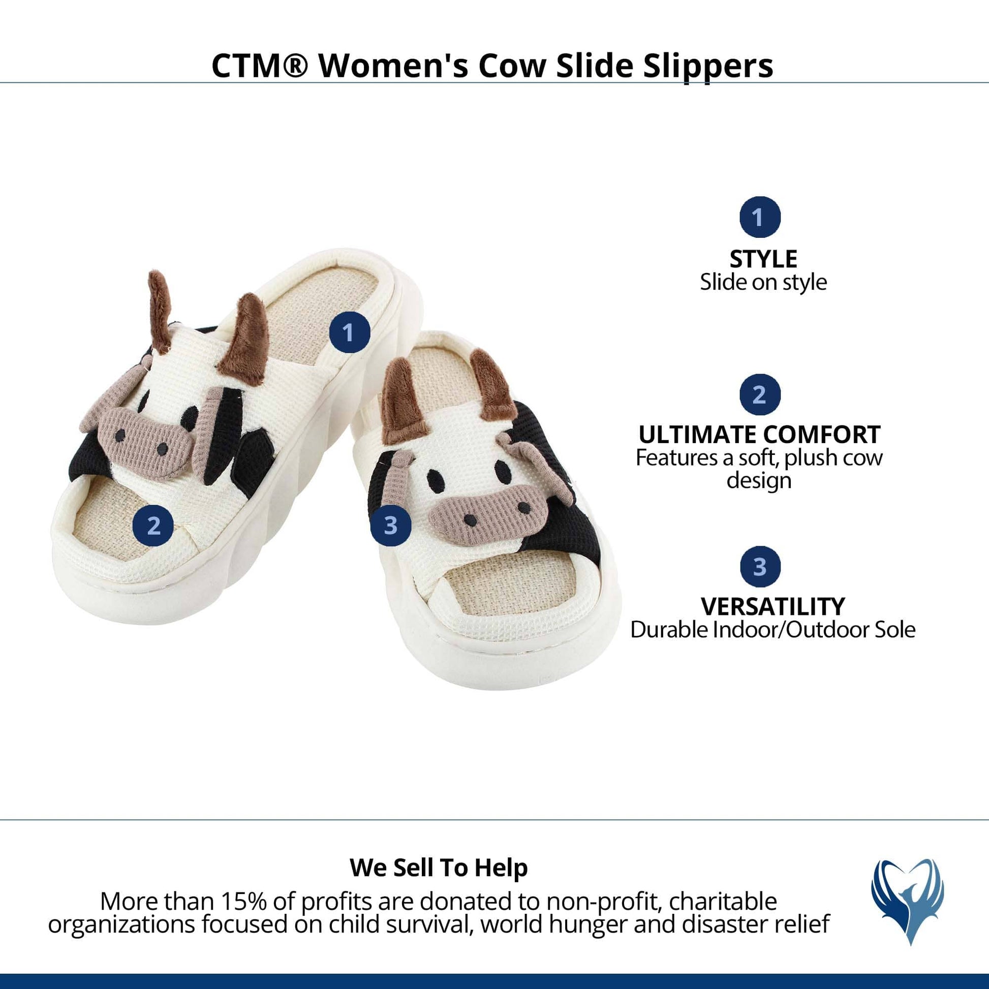CTM® Women's Cow Slide Slippers - Multicolor