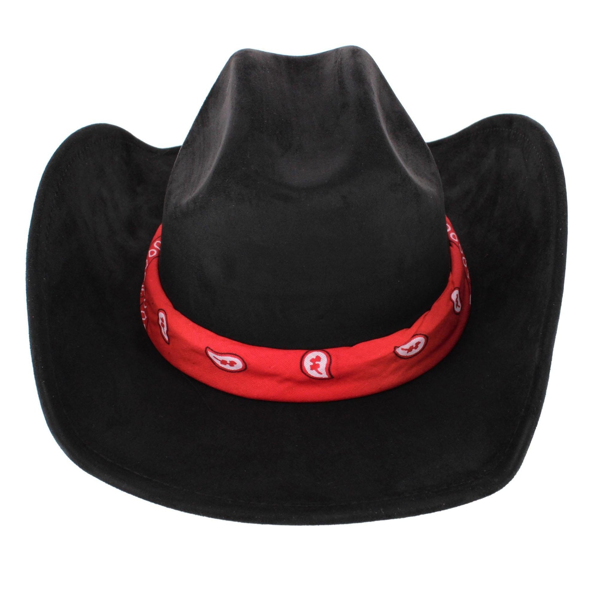 CTM® Women's Cowboy Hat with Paisley Bandana Scarf - Black