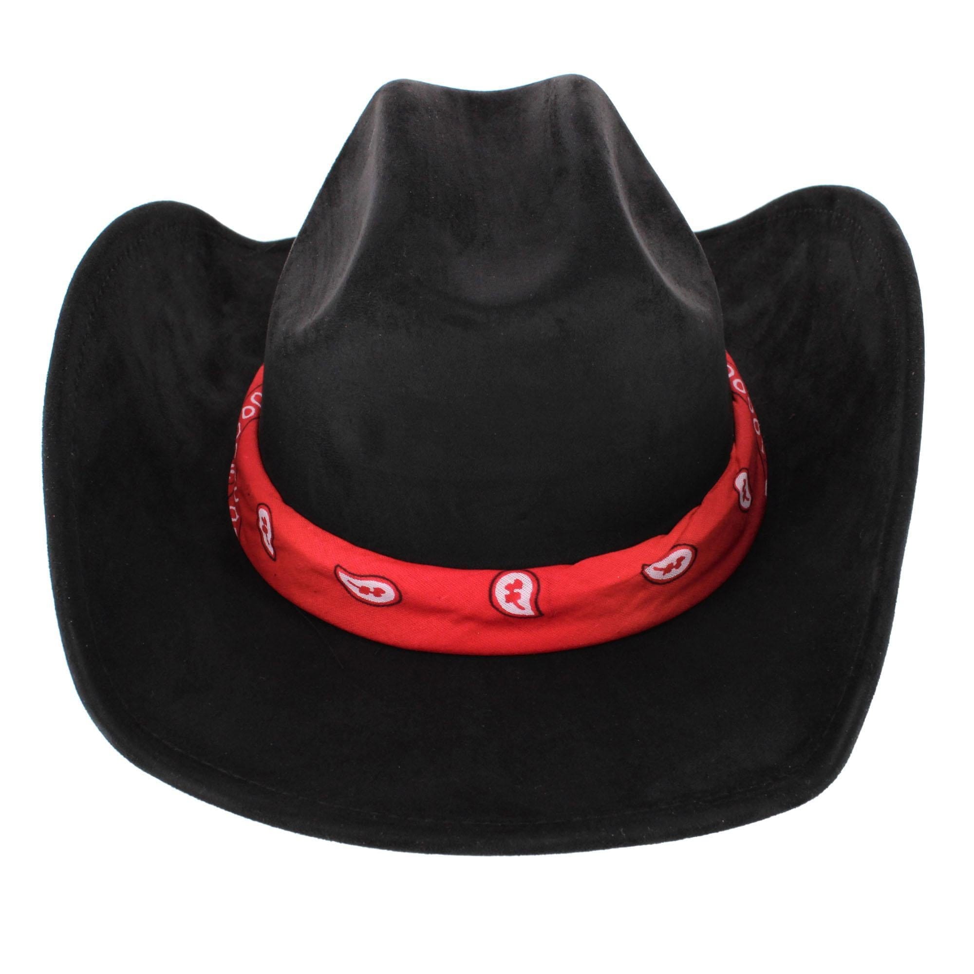 CTM® Women's Cowboy Hat with Paisley Bandana Scarf - Black