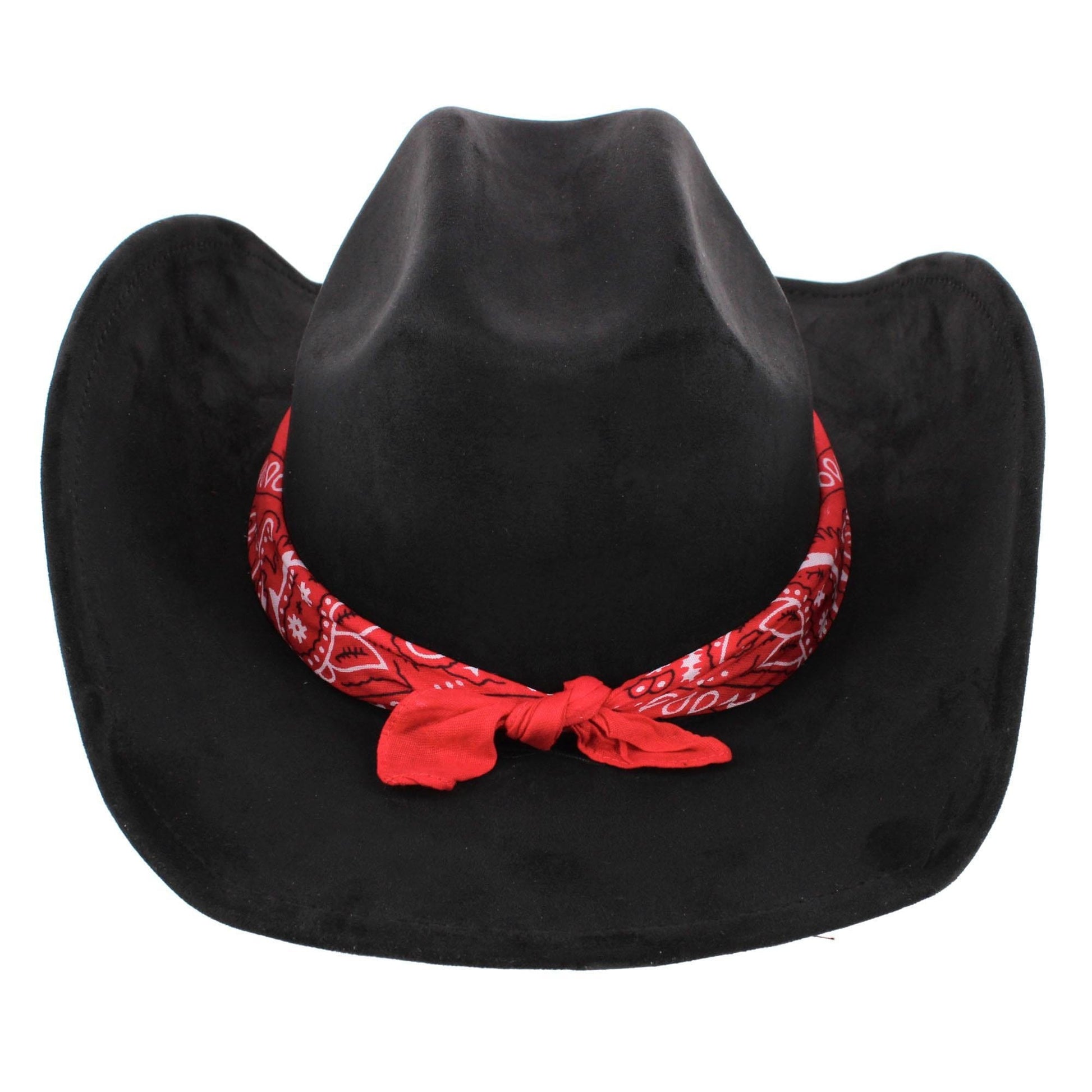 CTM® Women's Cowboy Hat with Paisley Bandana Scarf - Black