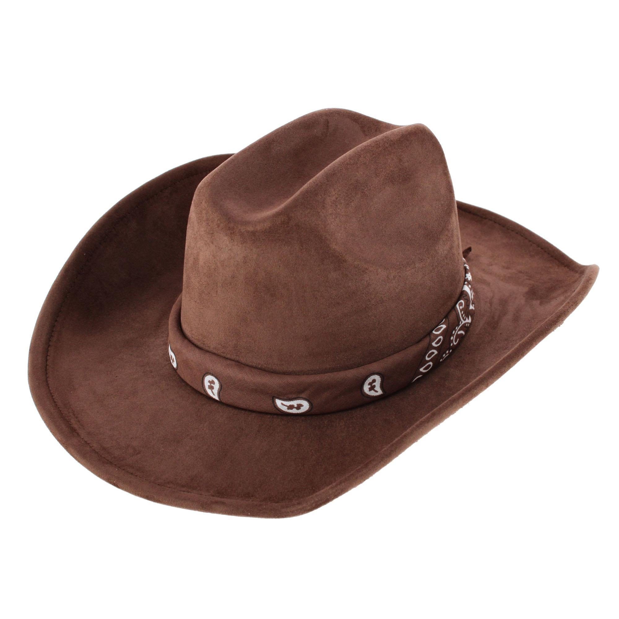 CTM® Women's Cowboy Hat with Paisley Bandana Scarf - Brown