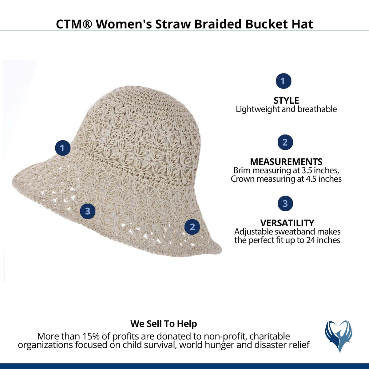 CTM® Women's Straw Braided Bucket Hat - Straw