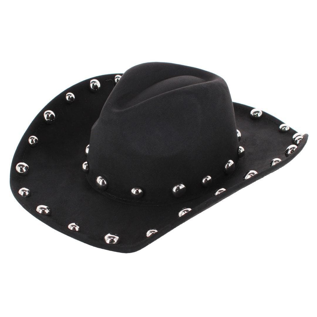 CTM® Women's Western Ball Studded Trim Cowboy Hat - Black