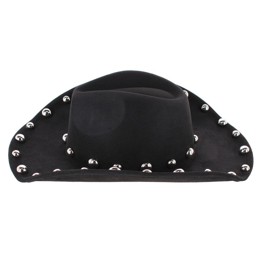 CTM® Women's Western Ball Studded Trim Cowboy Hat - Black