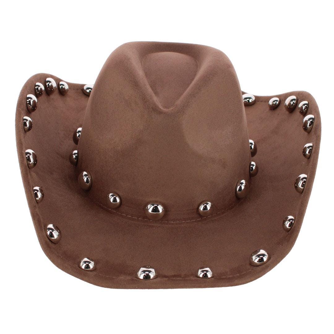 CTM® Women's Western Ball Studded Trim Cowboy Hat - Brown