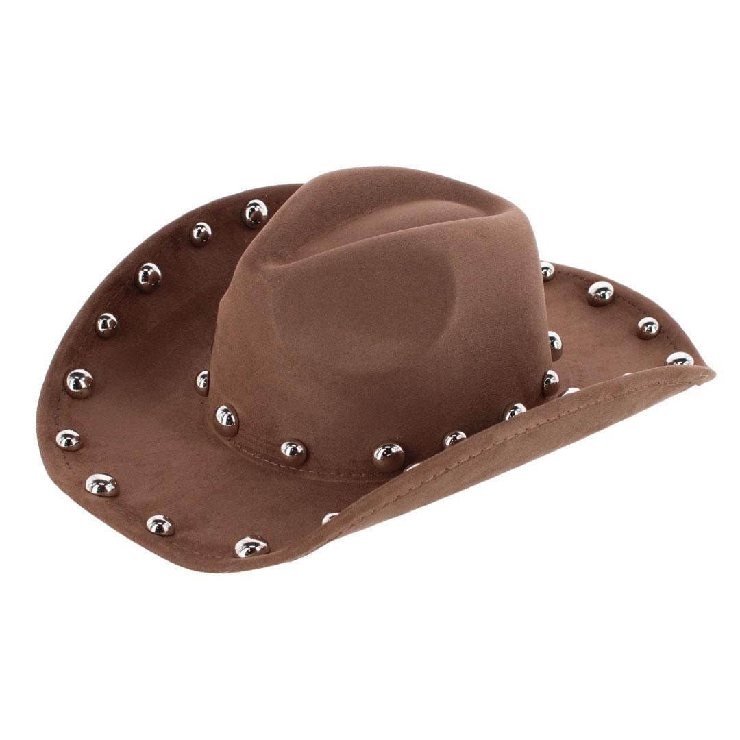 CTM® Women's Western Ball Studded Trim Cowboy Hat - Brown