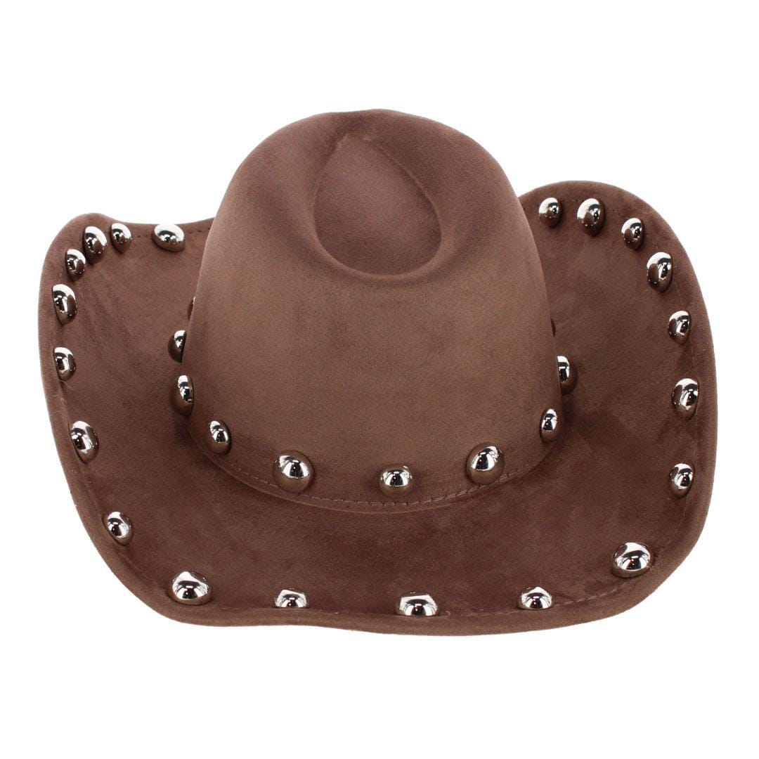 CTM® Women's Western Ball Studded Trim Cowboy Hat - Brown