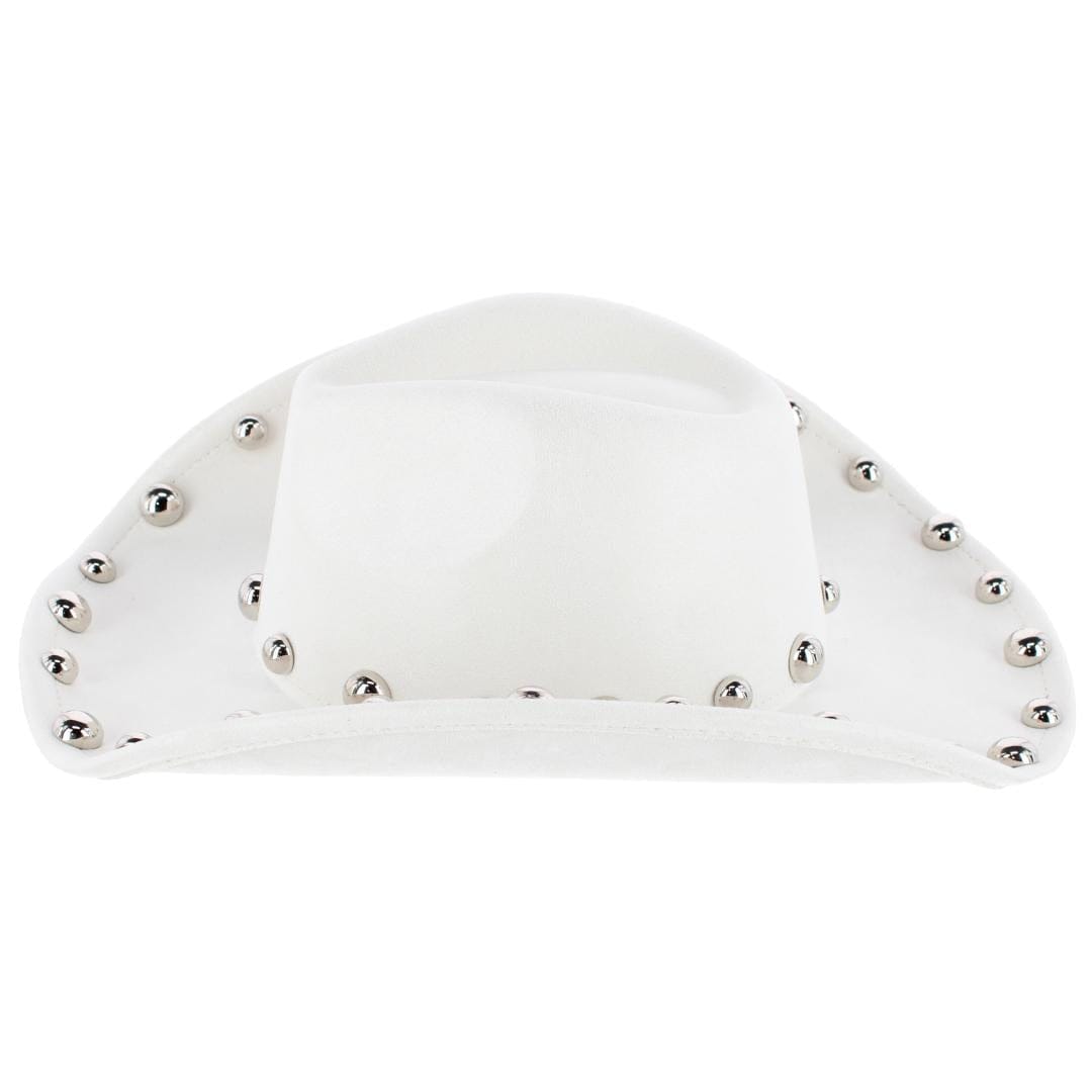 CTM® Women's Western Ball Studded Trim Cowboy Hat - White