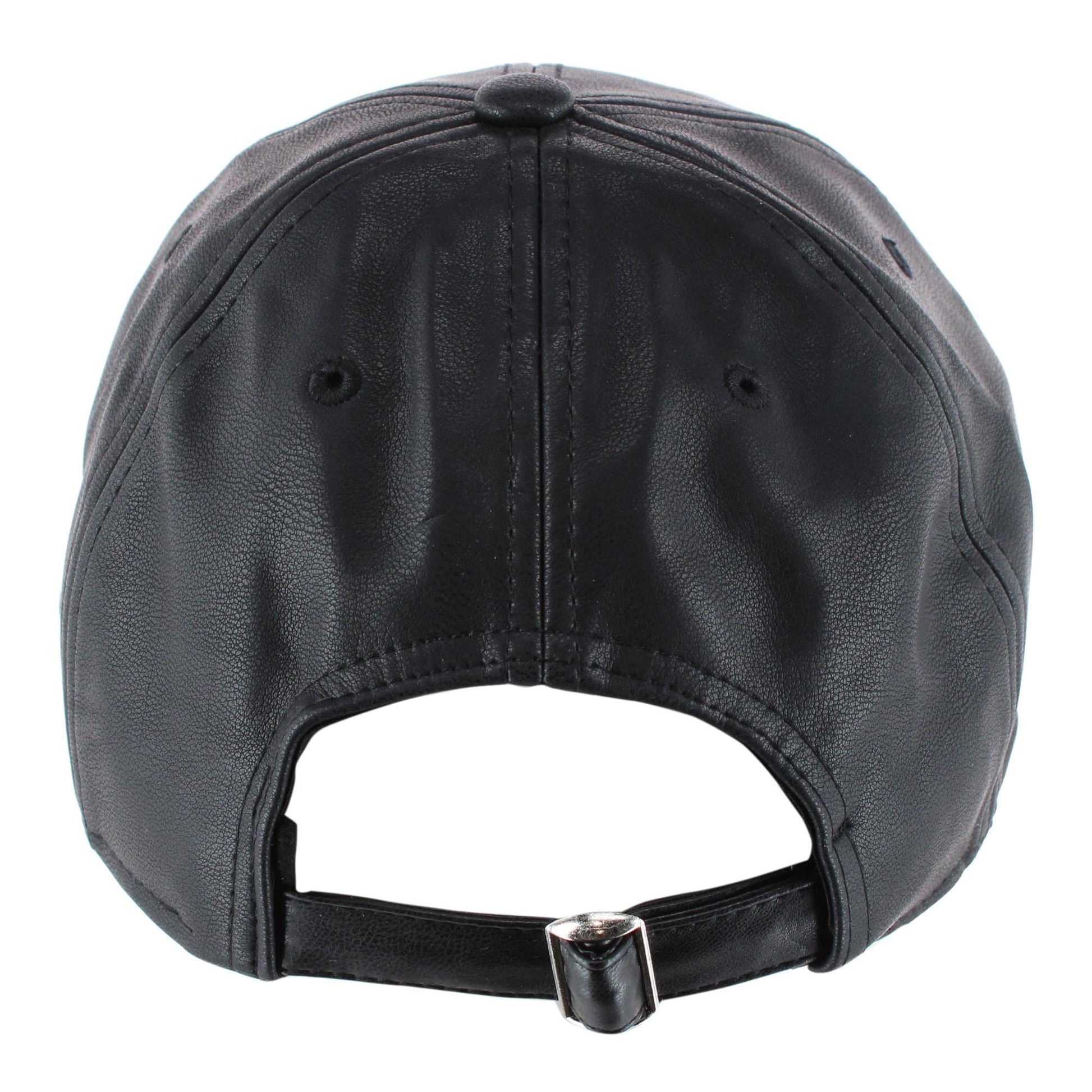 CTM® Women's Leather Rivet Baseball Cap - Black