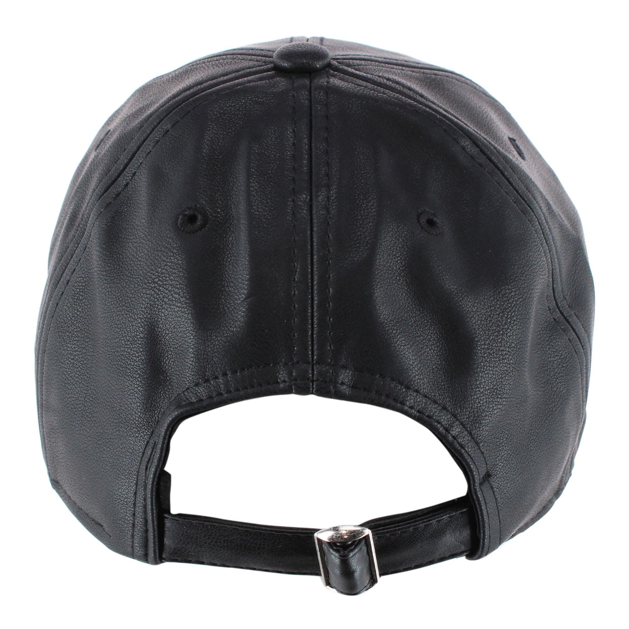 CTM® Women's Leather Rivet Baseball Cap - Black