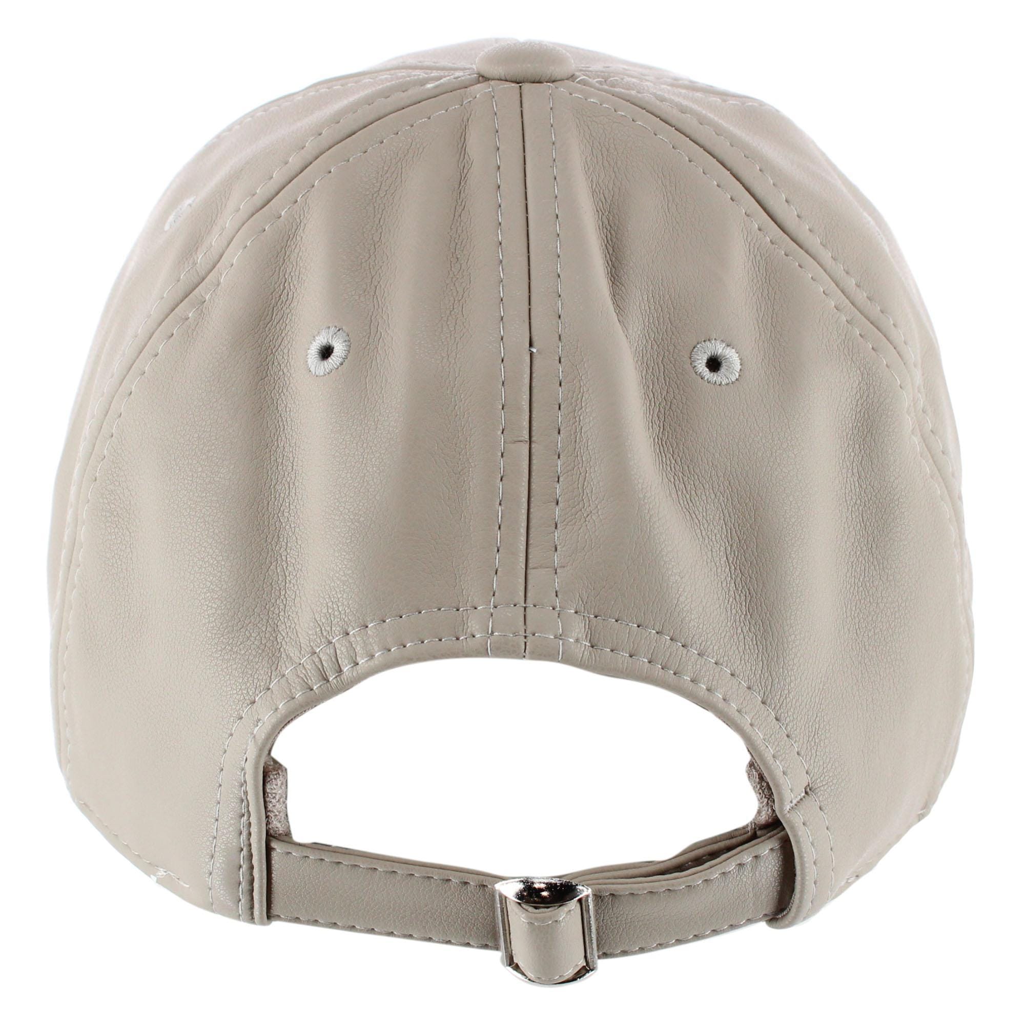 CTM® Women's Leather Rivet Baseball Cap - Ivory
