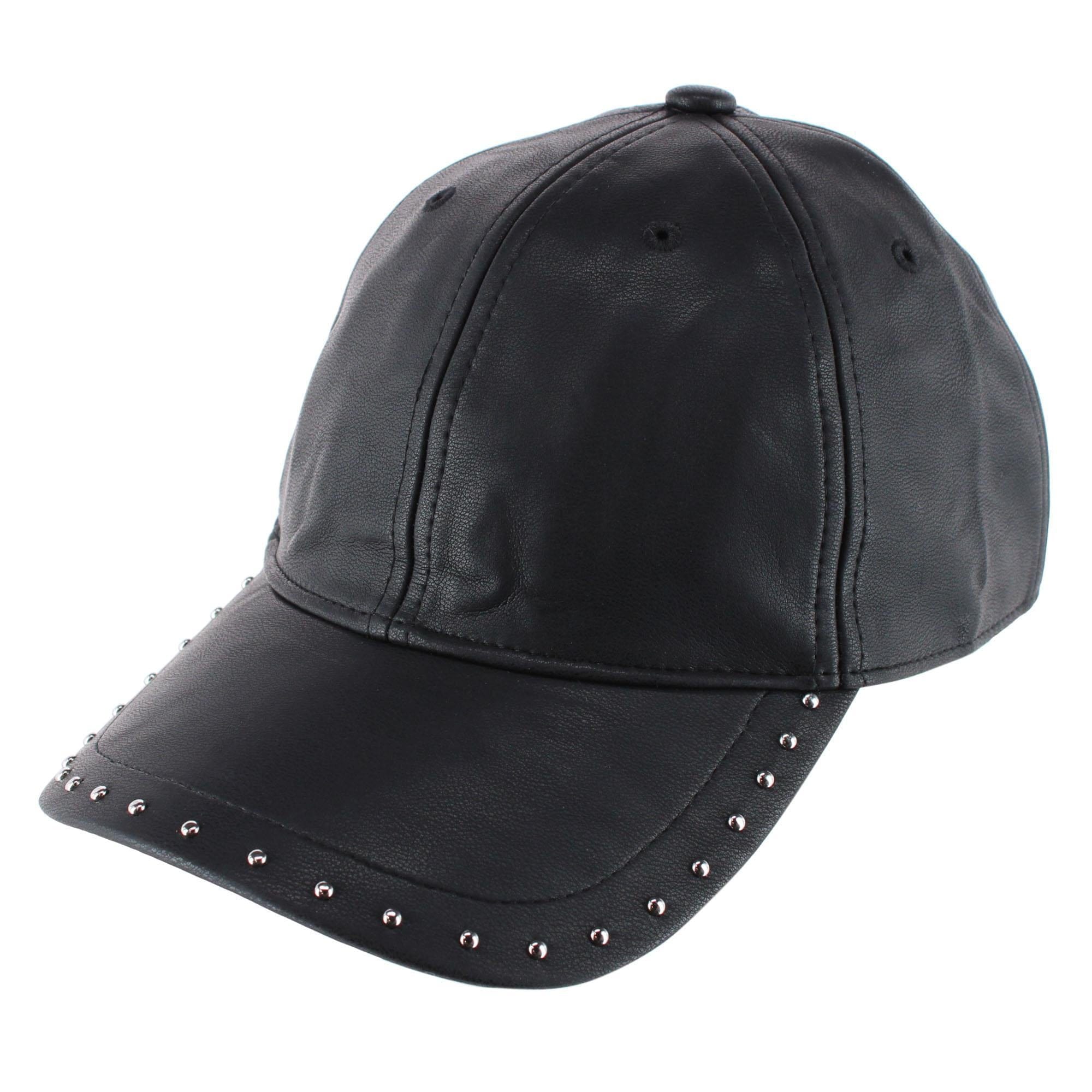 CTM® Women's Leather Rivet Baseball Cap - Women's Leather Rivet Baseball Cap