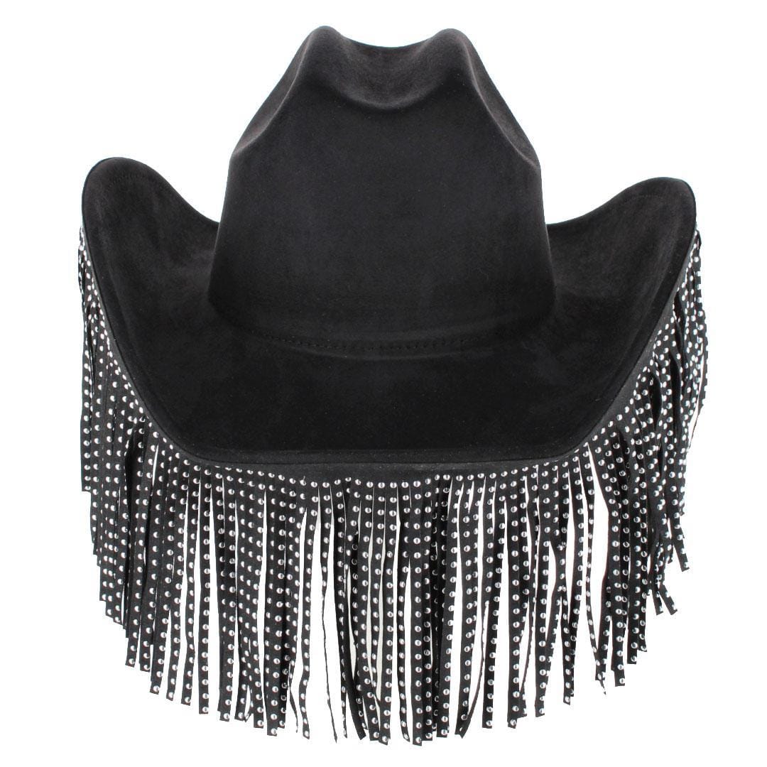 CTM® Women's Studded Fringe Western Cowboy Hat - Black
