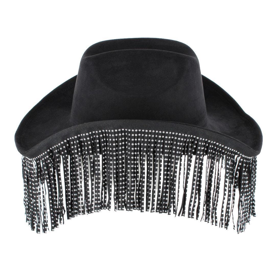 CTM® Women's Studded Fringe Western Cowboy Hat - Black
