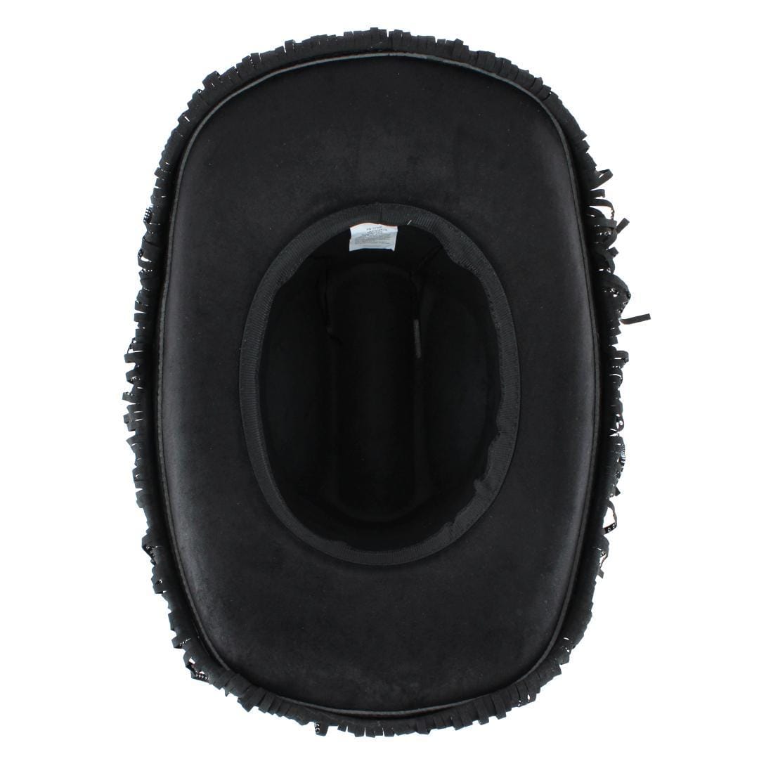 CTM® Women's Studded Fringe Western Cowboy Hat - Black