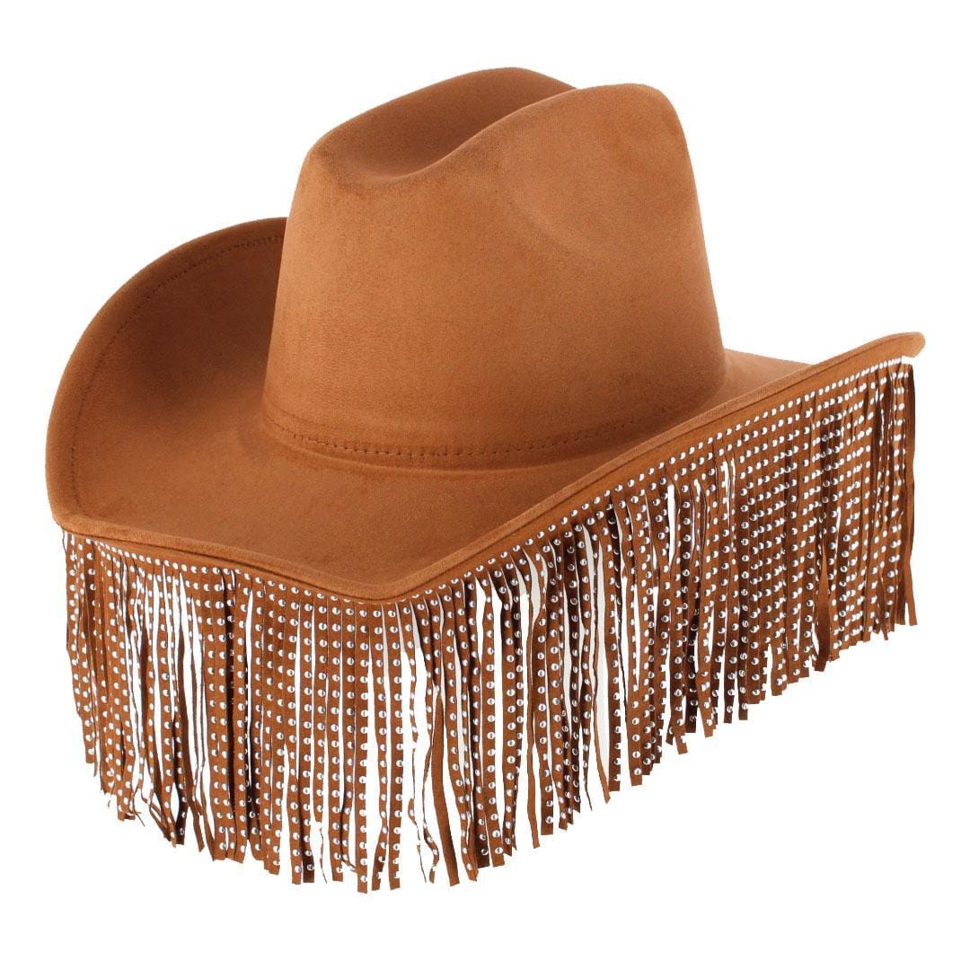 CTM® Women's Studded Fringe Western Cowboy Hat
