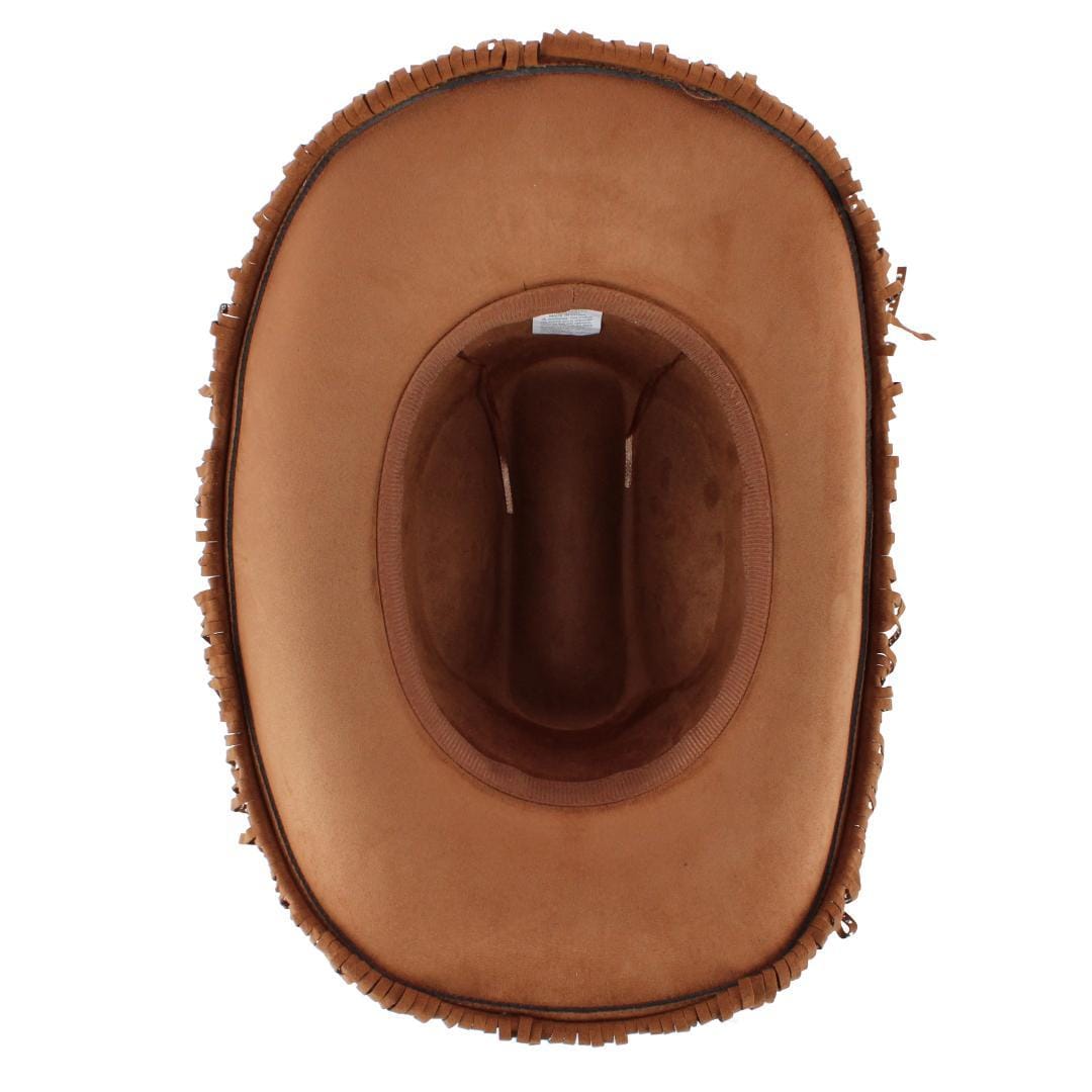 CTM® Women's Studded Fringe Western Cowboy Hat - Brown
