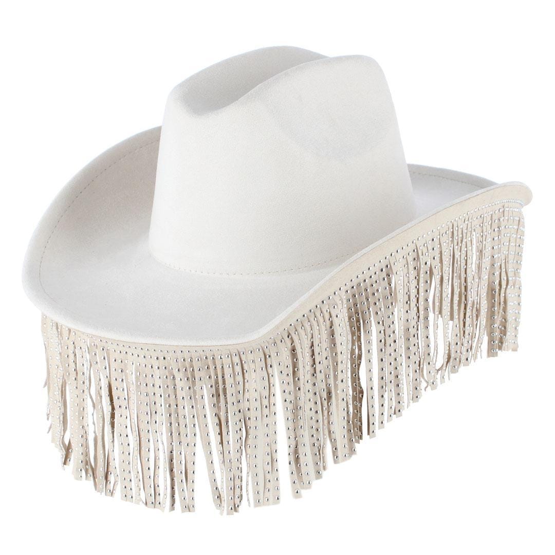 CTM® Women's Studded Fringe Western Cowboy Hat