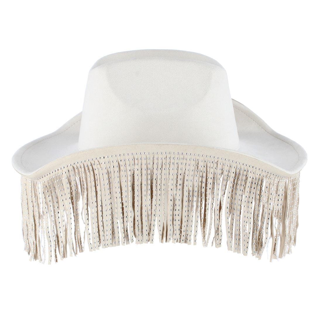CTM® Women's Studded Fringe Western Cowboy Hat - Ivory