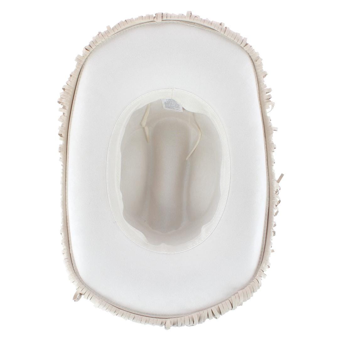 CTM® Women's Studded Fringe Western Cowboy Hat - Ivory