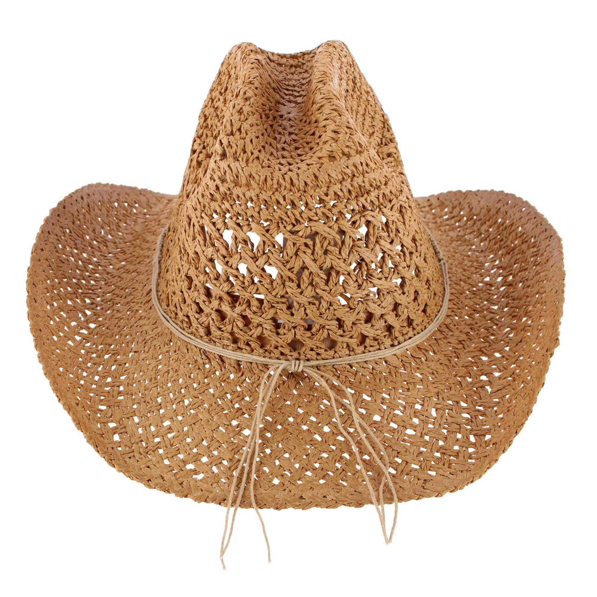 CTM® Women's Braided Bead Straw Cowboy Hat - Khaki