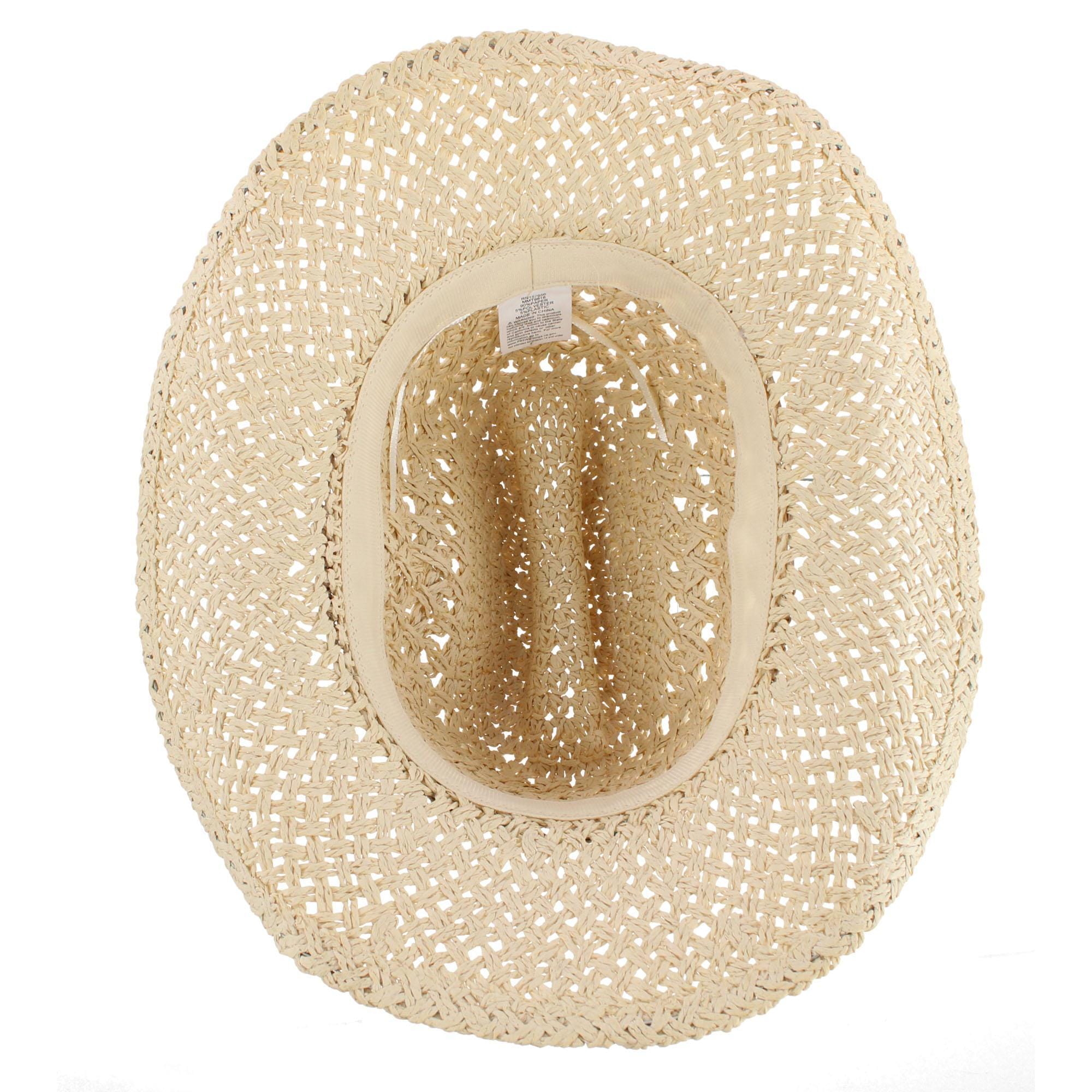 CTM® Women's Braided Bead Straw Cowboy Hat - Straw
