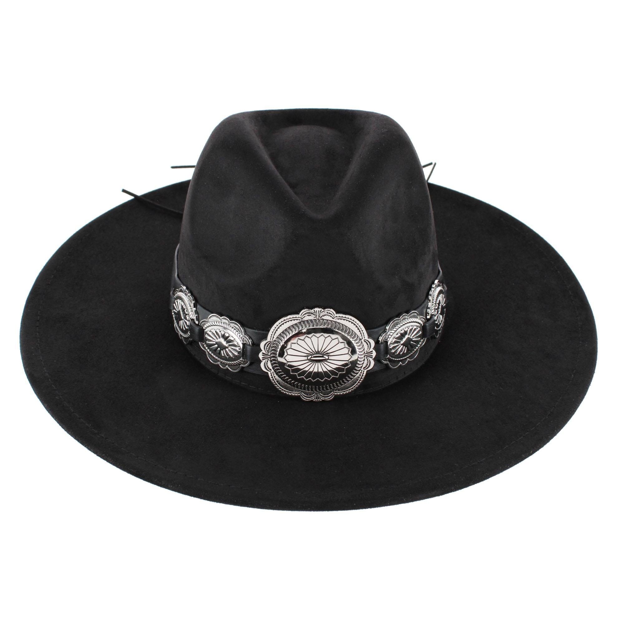 CTM® Women's Large Concho Western Fedora - Black