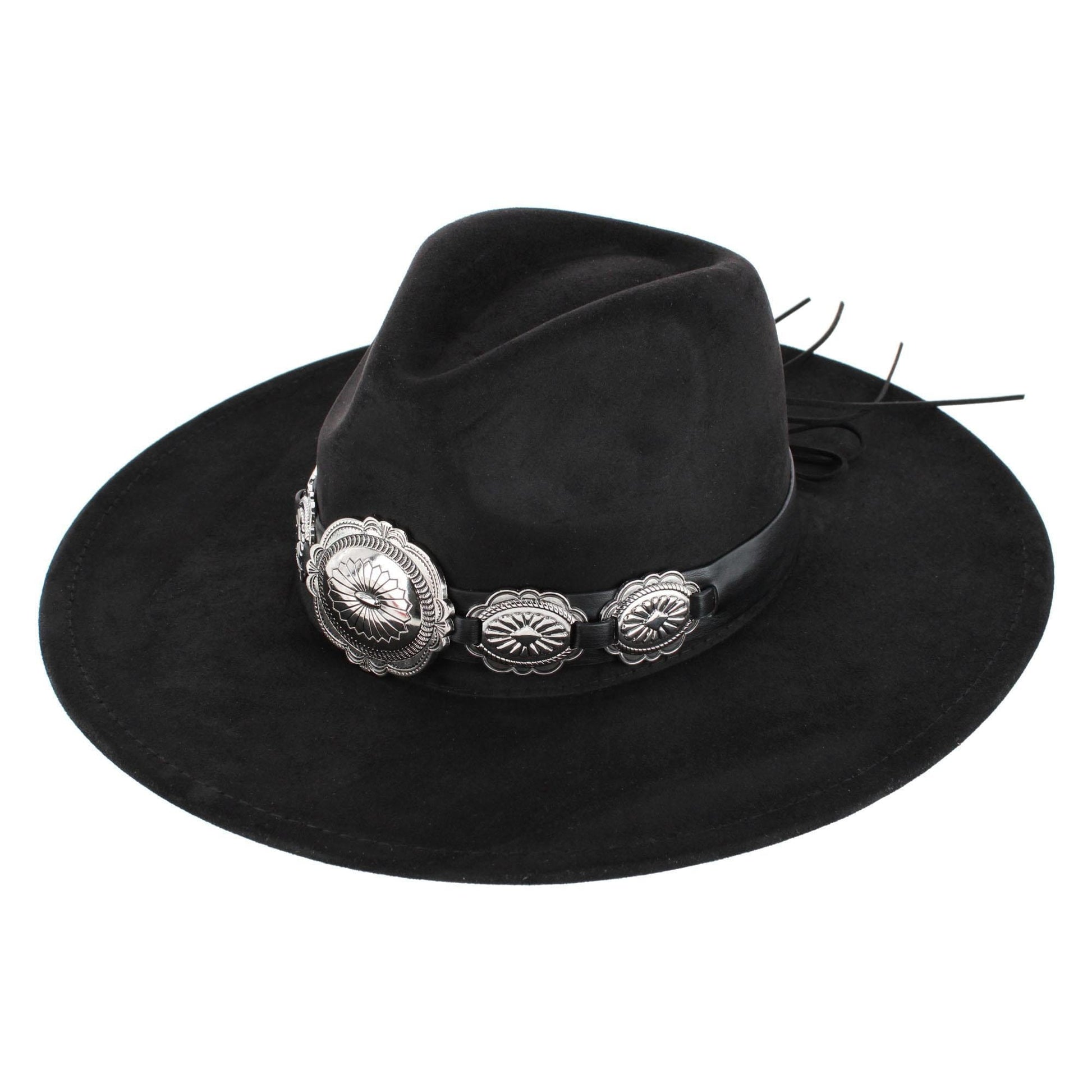 CTM® Women's Large Concho Western Fedora - Black