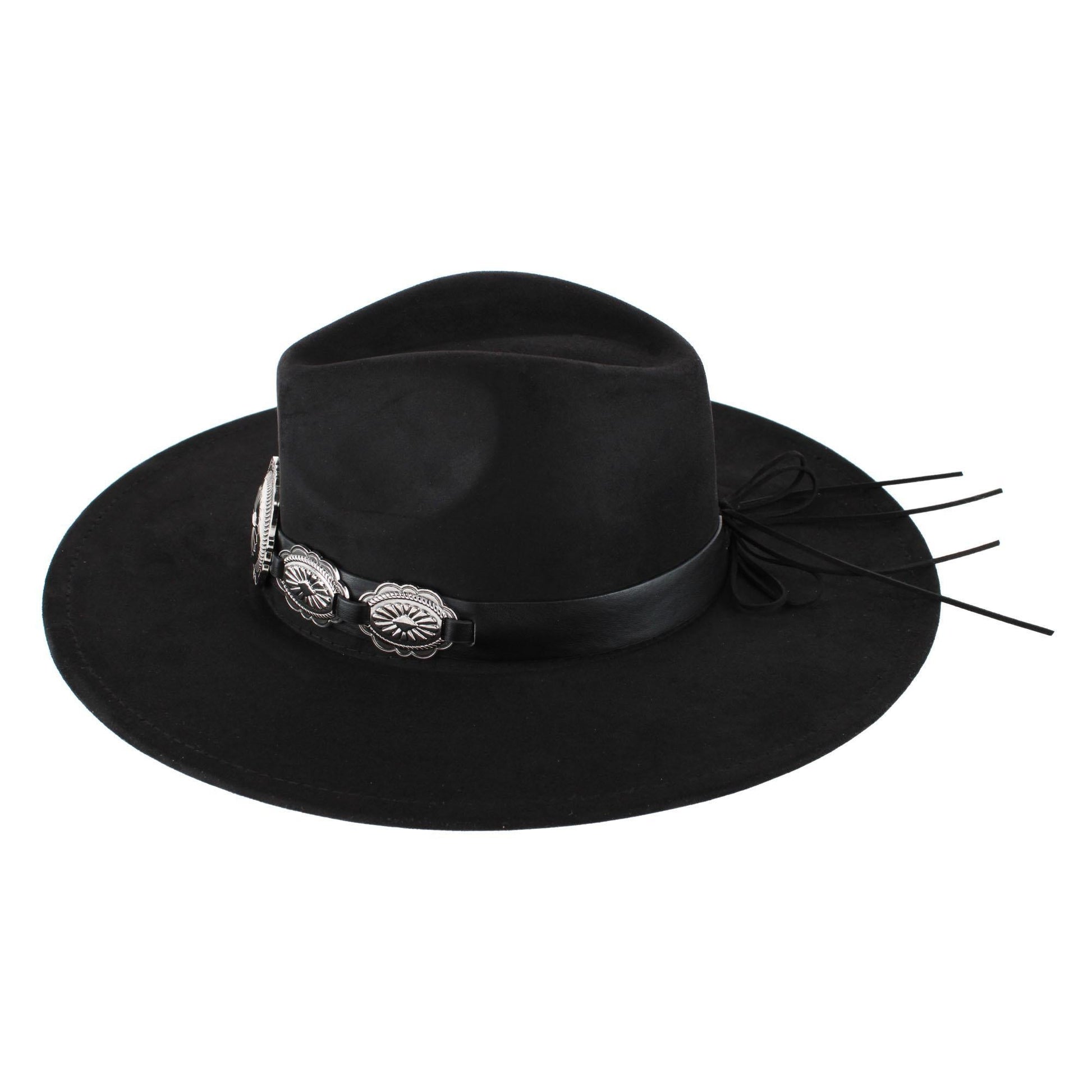 CTM® Women's Large Concho Western Fedora - Black