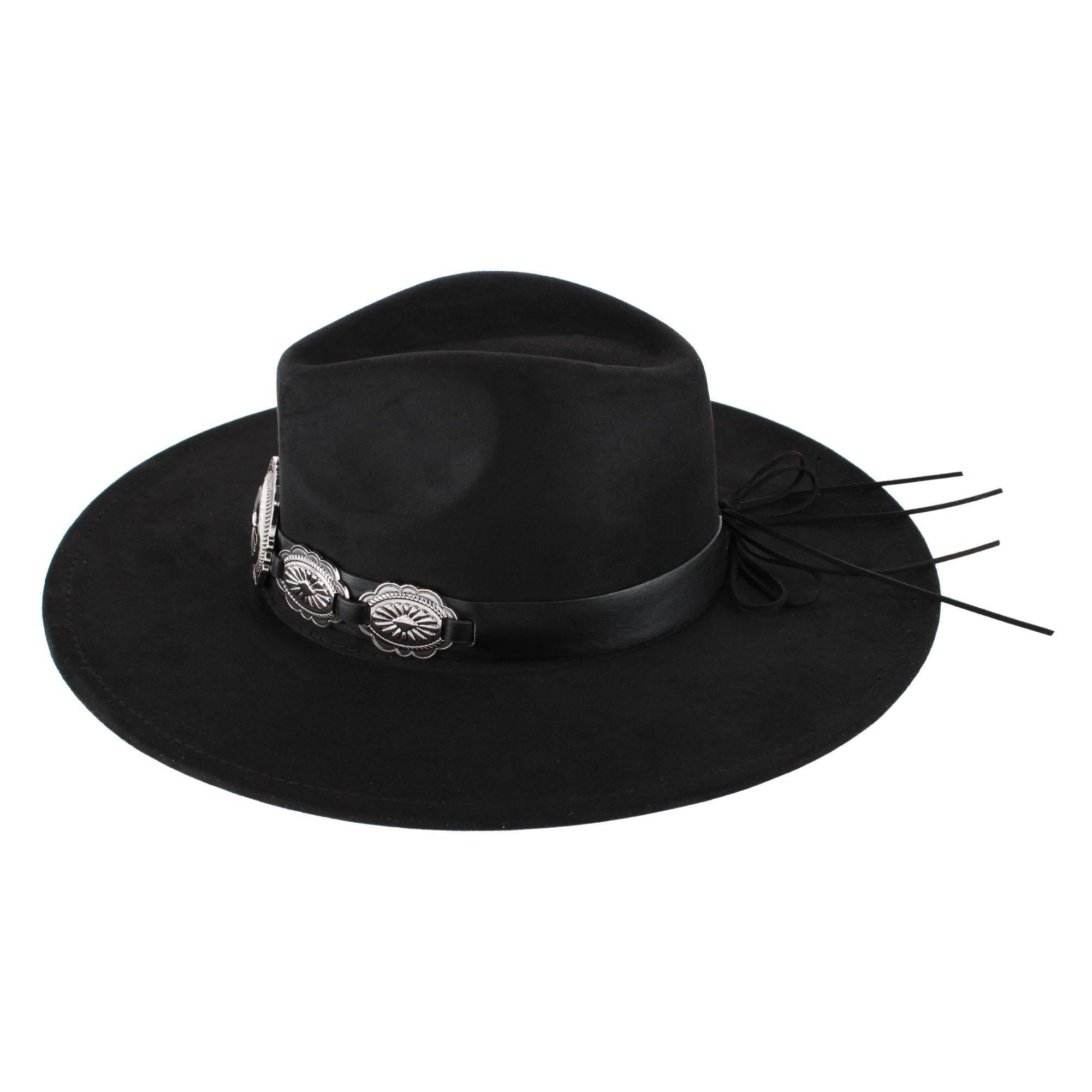 CTM® Women's Large Concho Western Fedora - Black