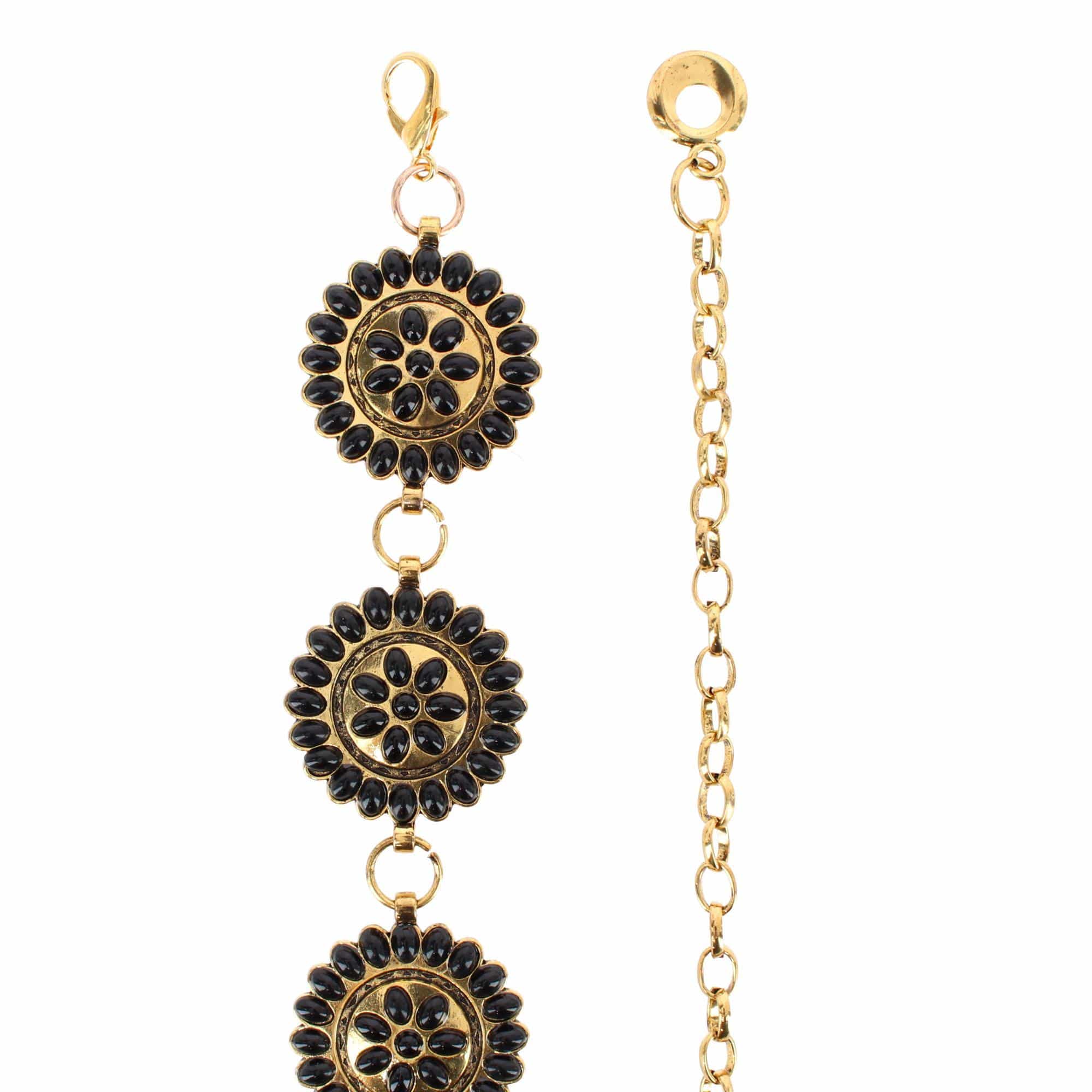 Women's Circle Stone Beaded Concho Gold Chain Belt Adjustable by CTM