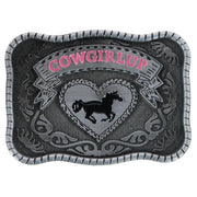 Women's Rectangle Cowgirl Up Horse Belt Buckle