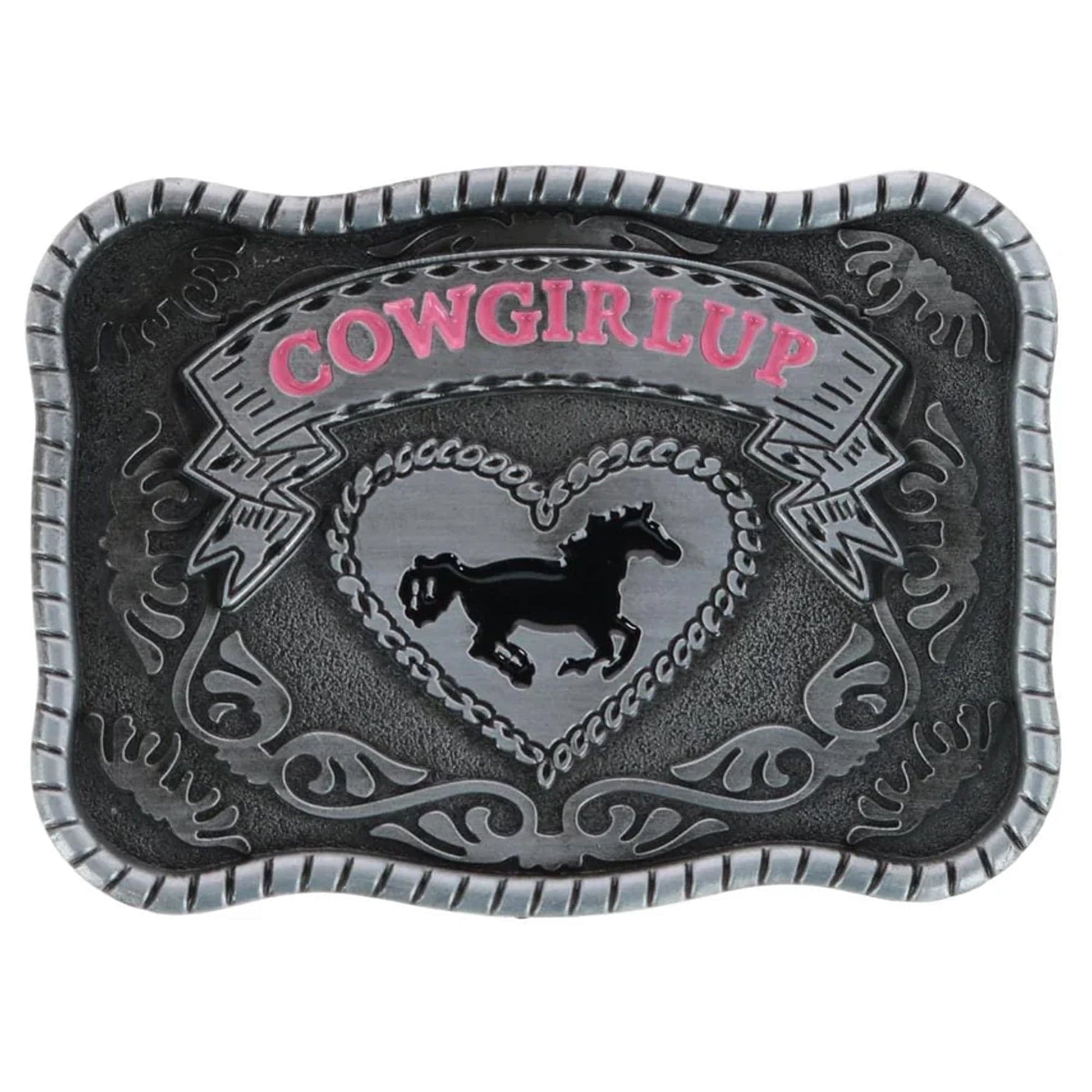 CTM® Women's Rectangle Cowgirl Up Horse Belt Buckle - Women's Rectangle Cowgirl Up Horse Belt Buckle