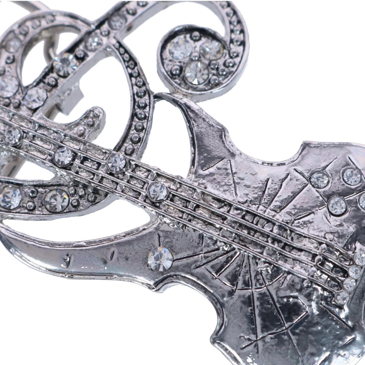 CTM® Women's Rhinestone Music Note Guitar Buckle - Silver