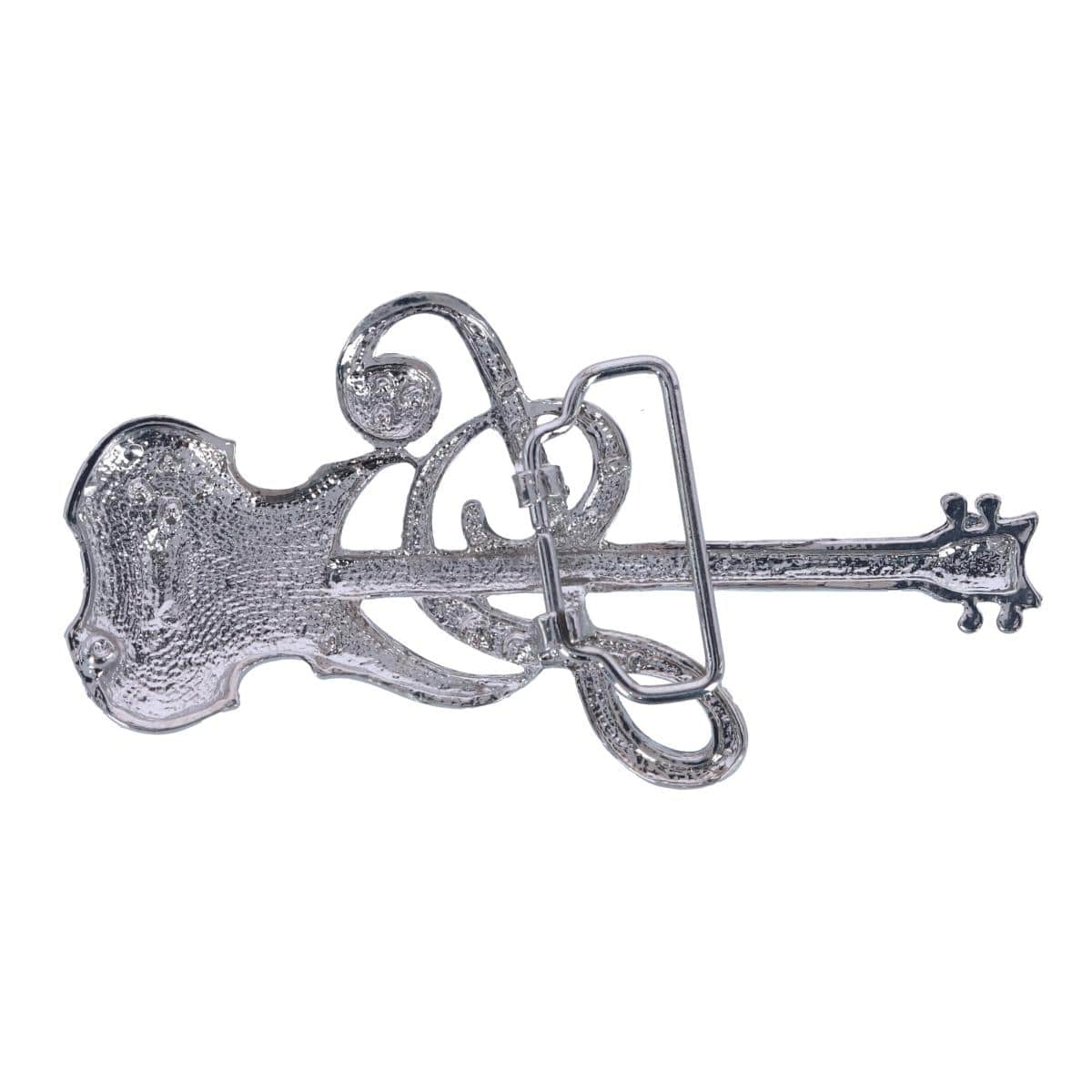 CTM® Women's Rhinestone Music Note Guitar Buckle - Silver