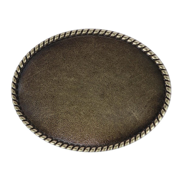 Blank Oval Belt Buckle with Braided Edge