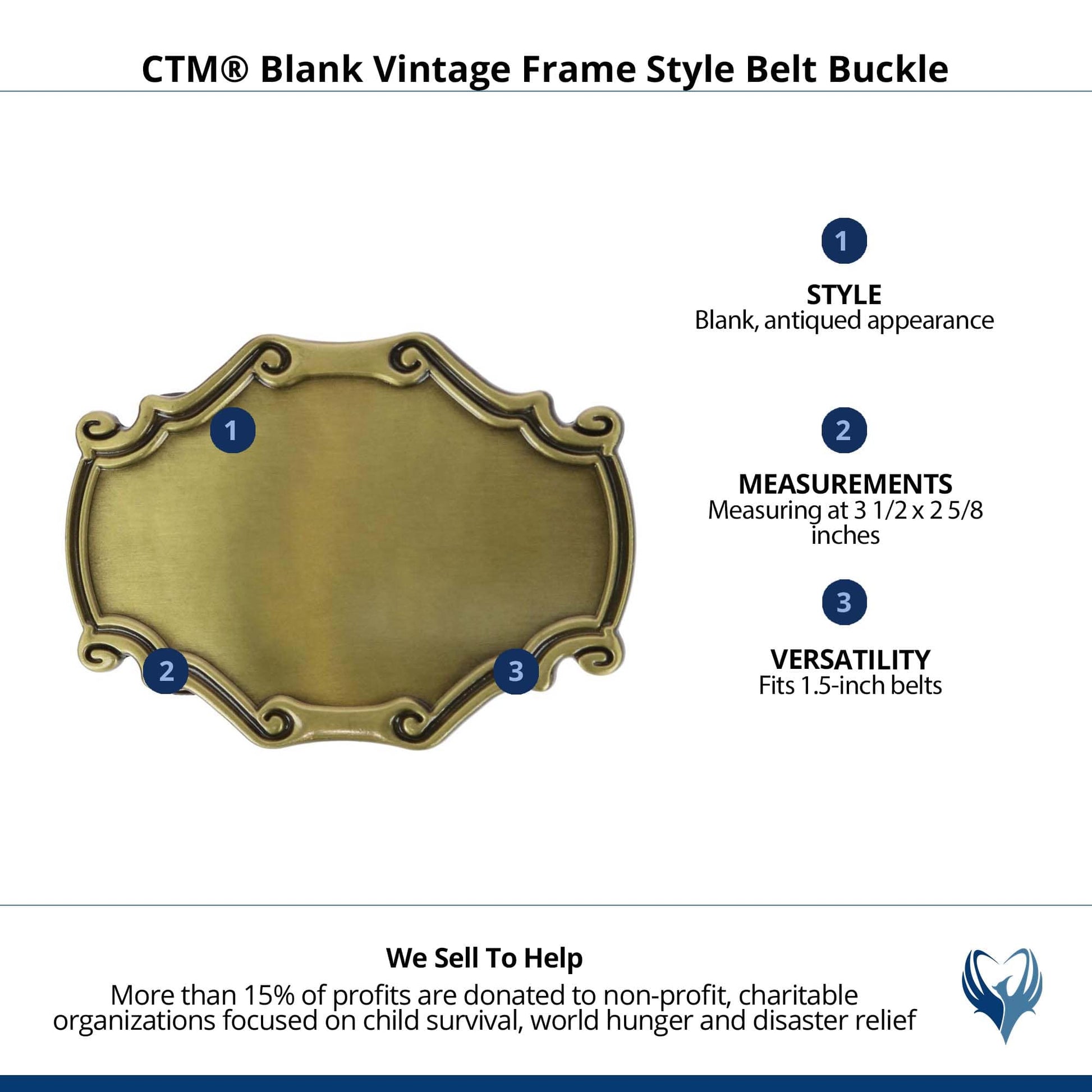 CTM® Blank Vintage Frame Style Belt Buckle - Bronze