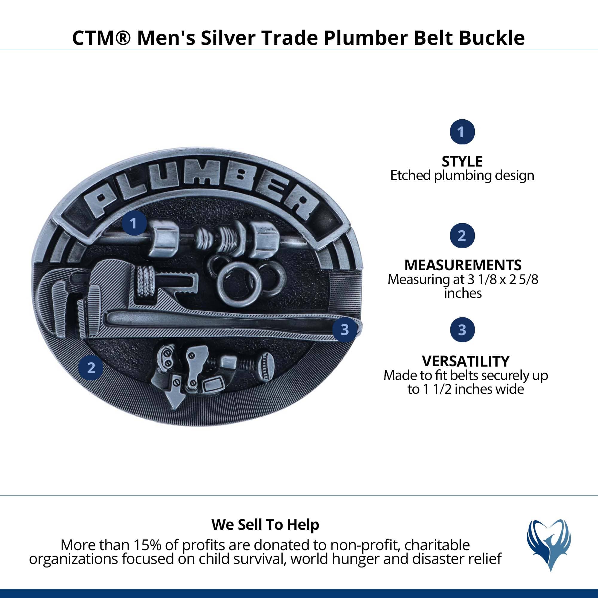 CTM® Men's Silver Trade Plumber Belt Buckle - Silver
