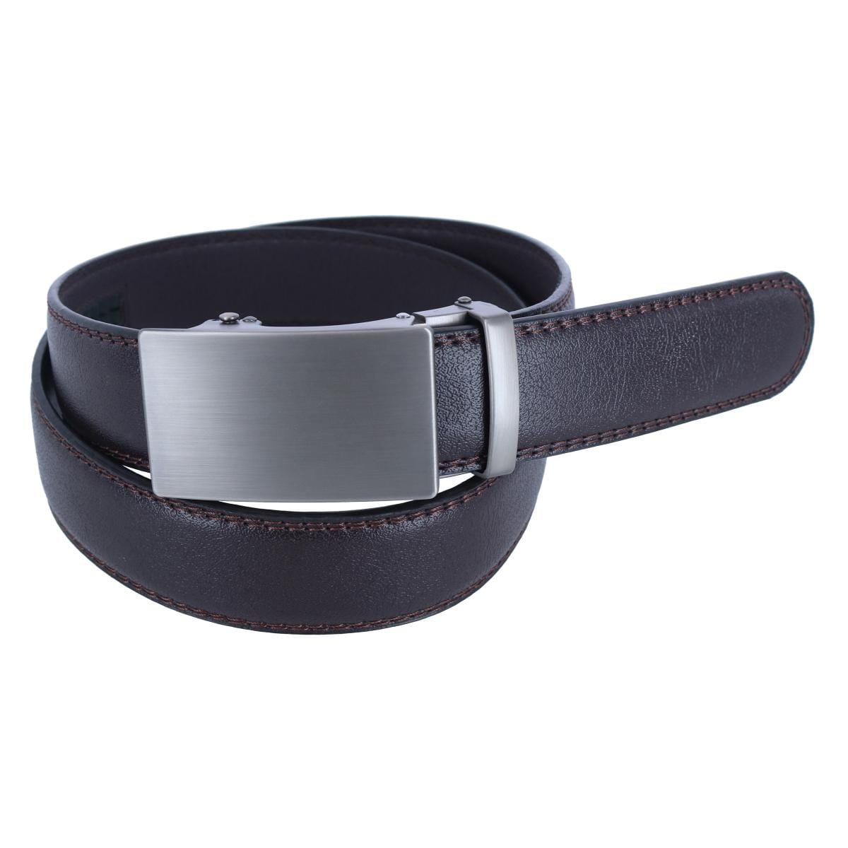 CTM® Men's Sleek Leather Adjustable Ratchet Belt